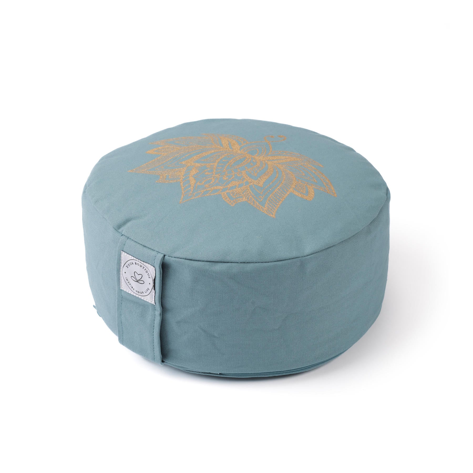 Coussin de méditation rond Lotus gold Print green-water