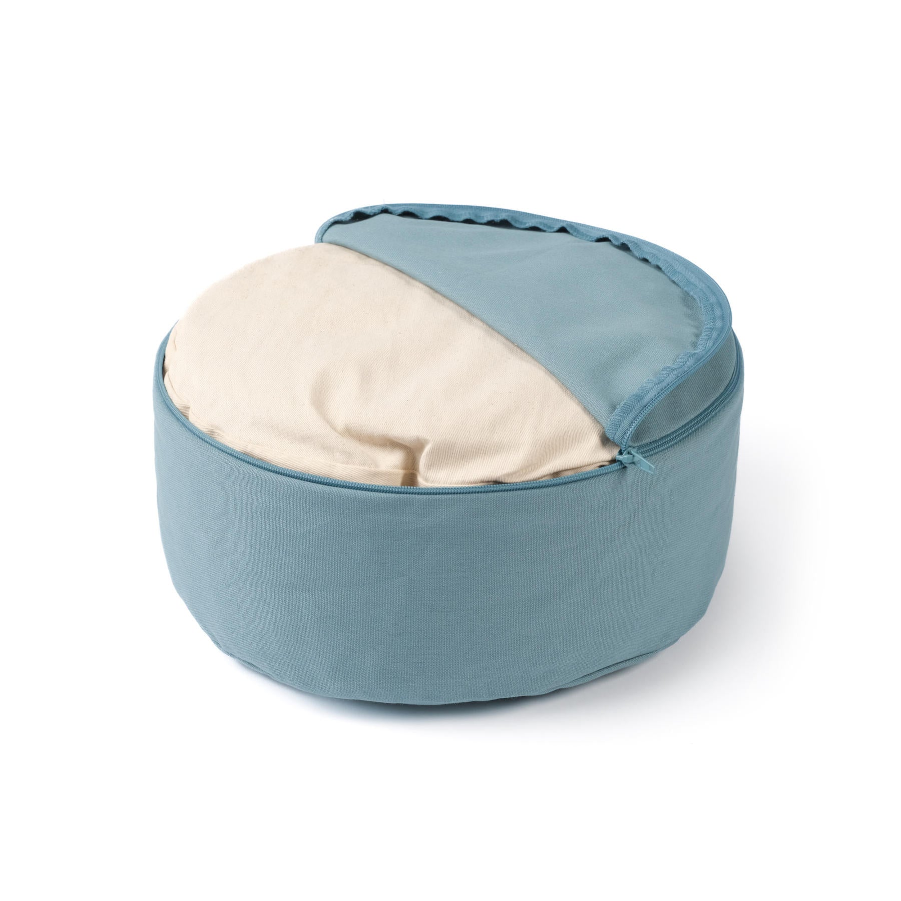 Coussin de méditation rond Fleur de vie gold Print green-water