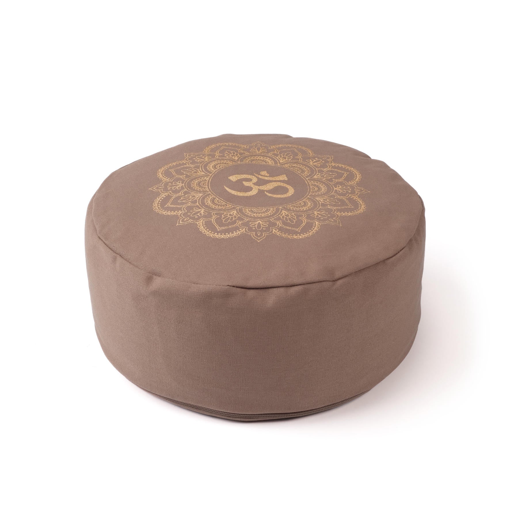 Coussin de méditation rond Mandala OM gold Print brown-earth