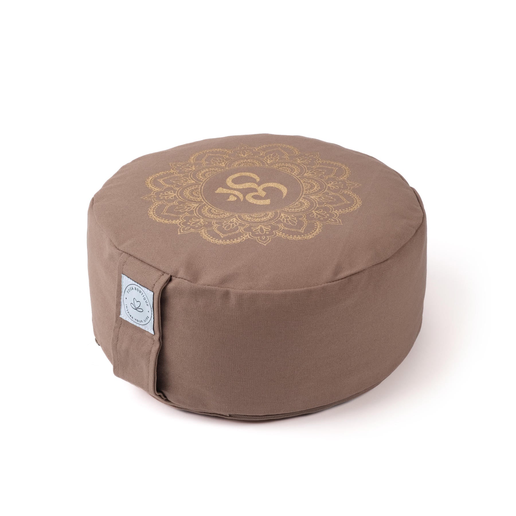 Coussin de méditation rond Mandala OM gold Print brown-earth