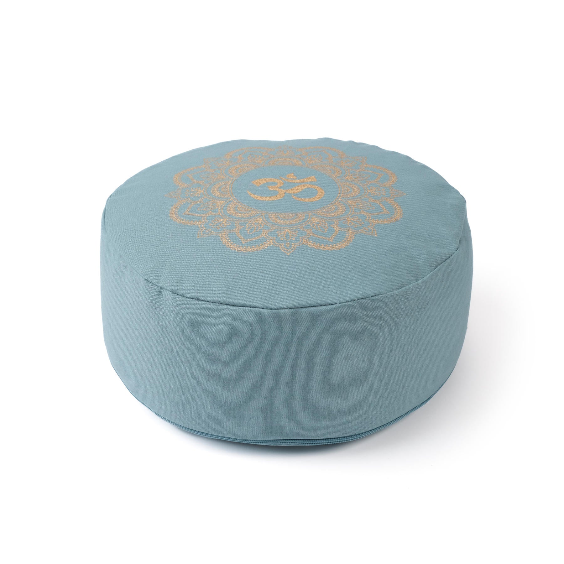 Coussin de méditation rond Mandala OM gold Print green-water