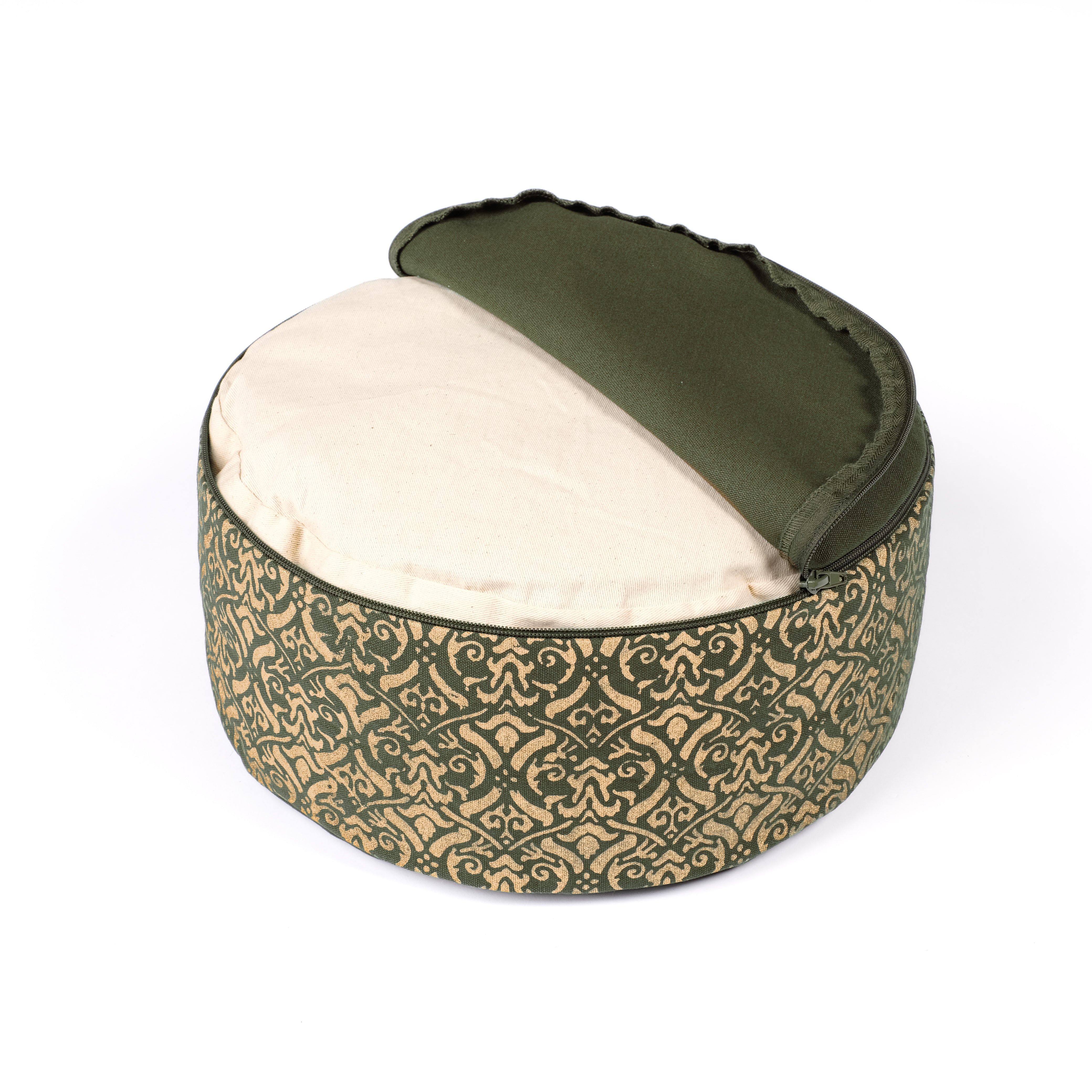 Coussin de méditation Taj Mahal coton bio vert olive