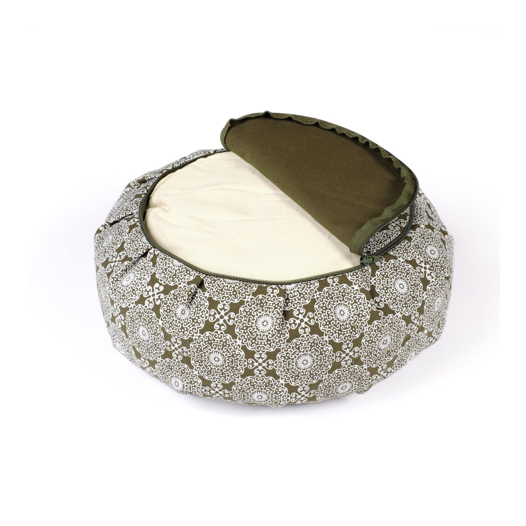 Coussin de méditation Zafu Indian Dream coton bio olive vert
