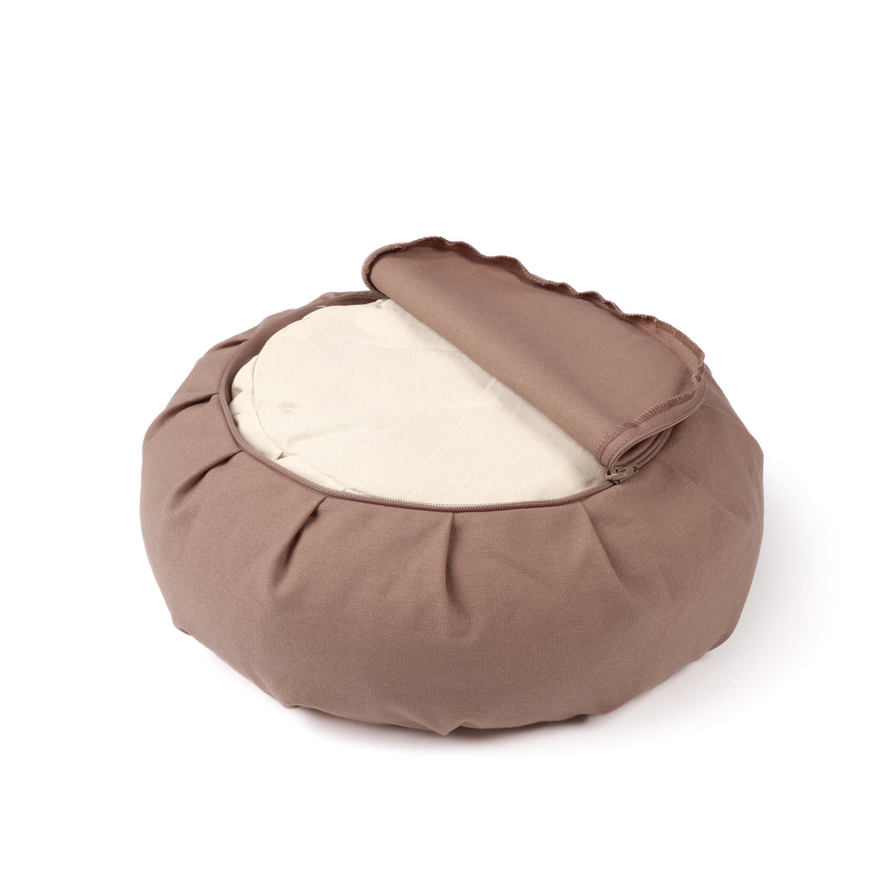 Coussin de méditation Zafu uni sable coton bio brown-earth
