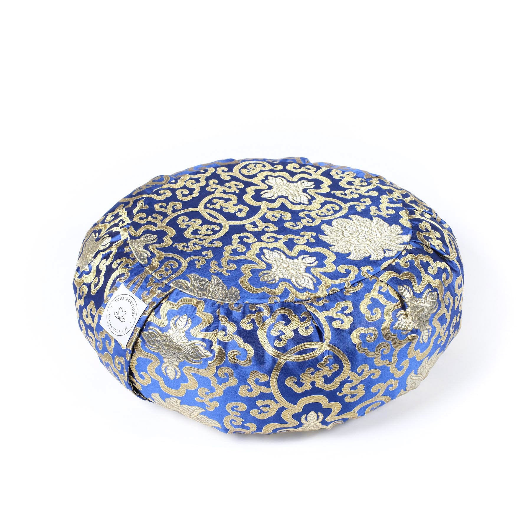Coussin de méditation Zafu brocart bleu