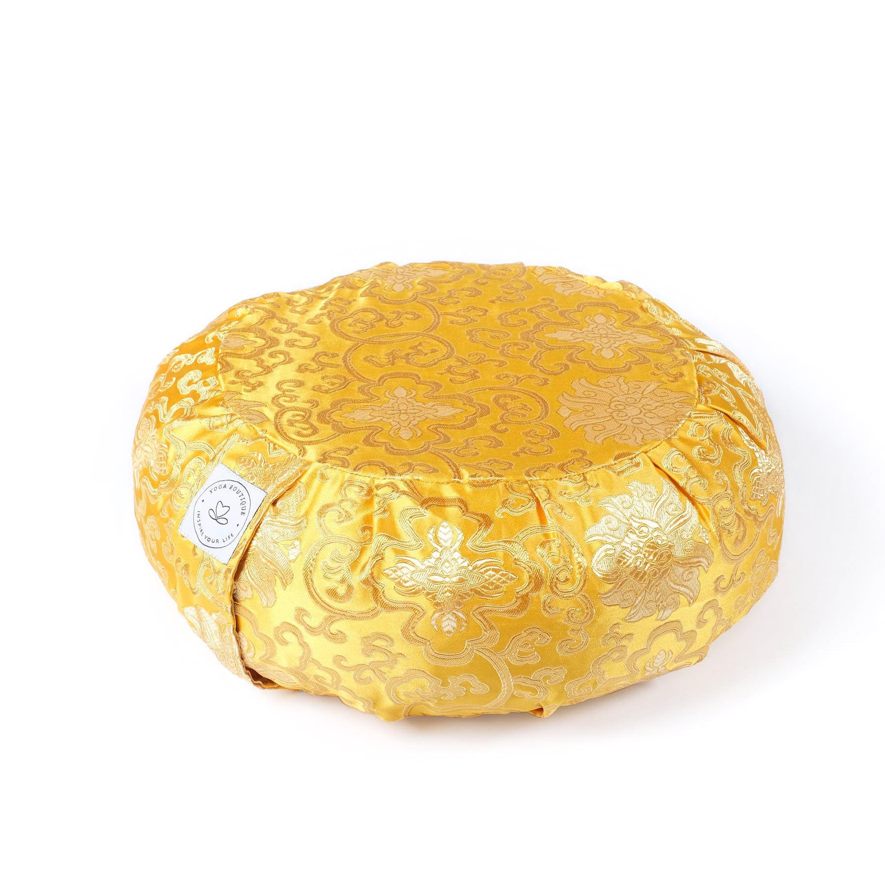 Coussin de méditation Zafu brocart jaune