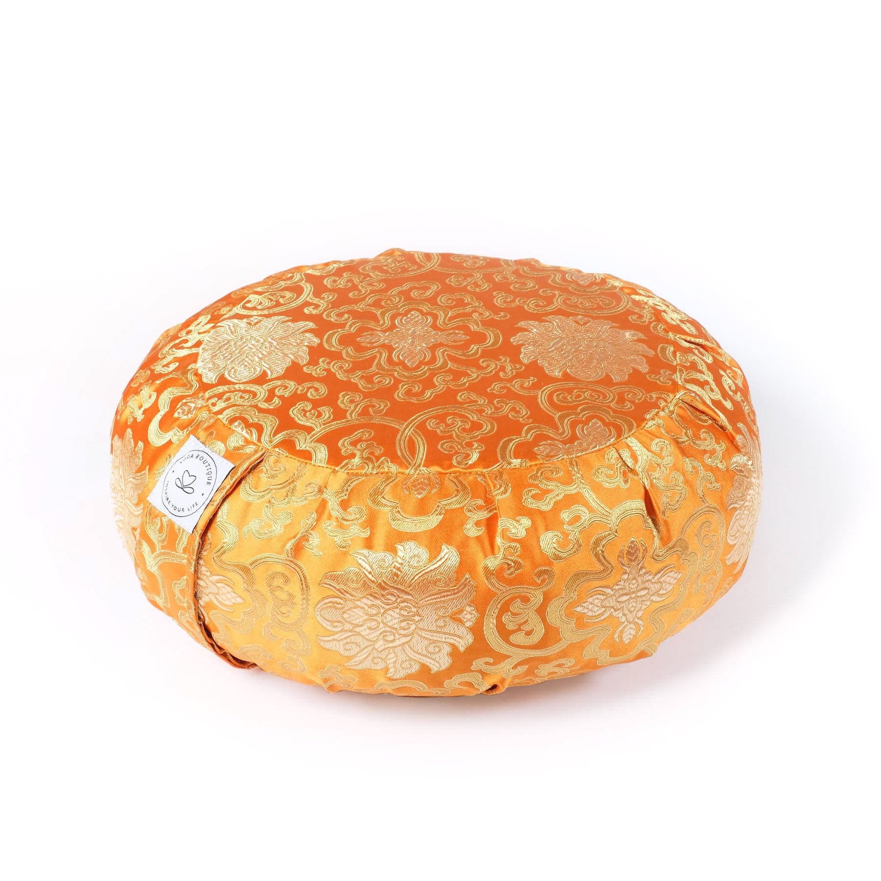 Coussin de méditation Zafu brocart orange