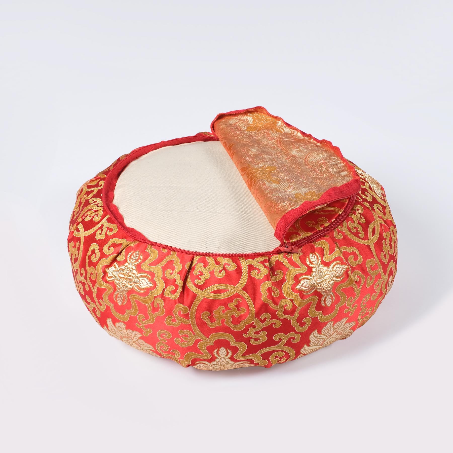 Coussin de méditation Zafu brocart rouge