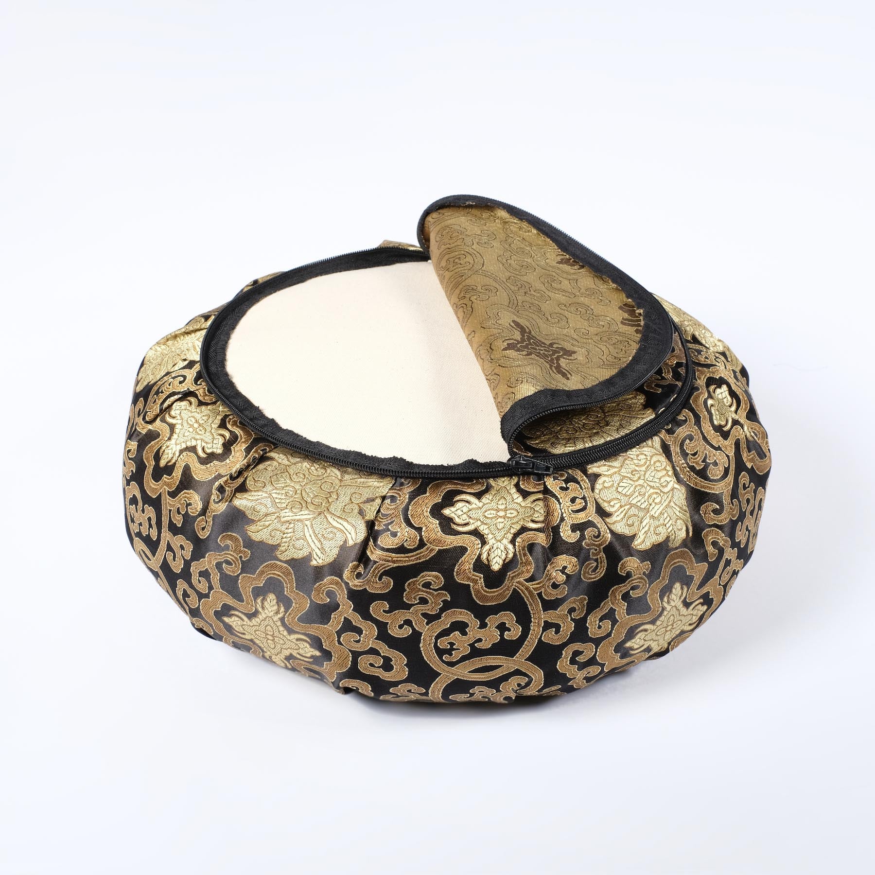 Coussin de méditation Zafu brocart noir