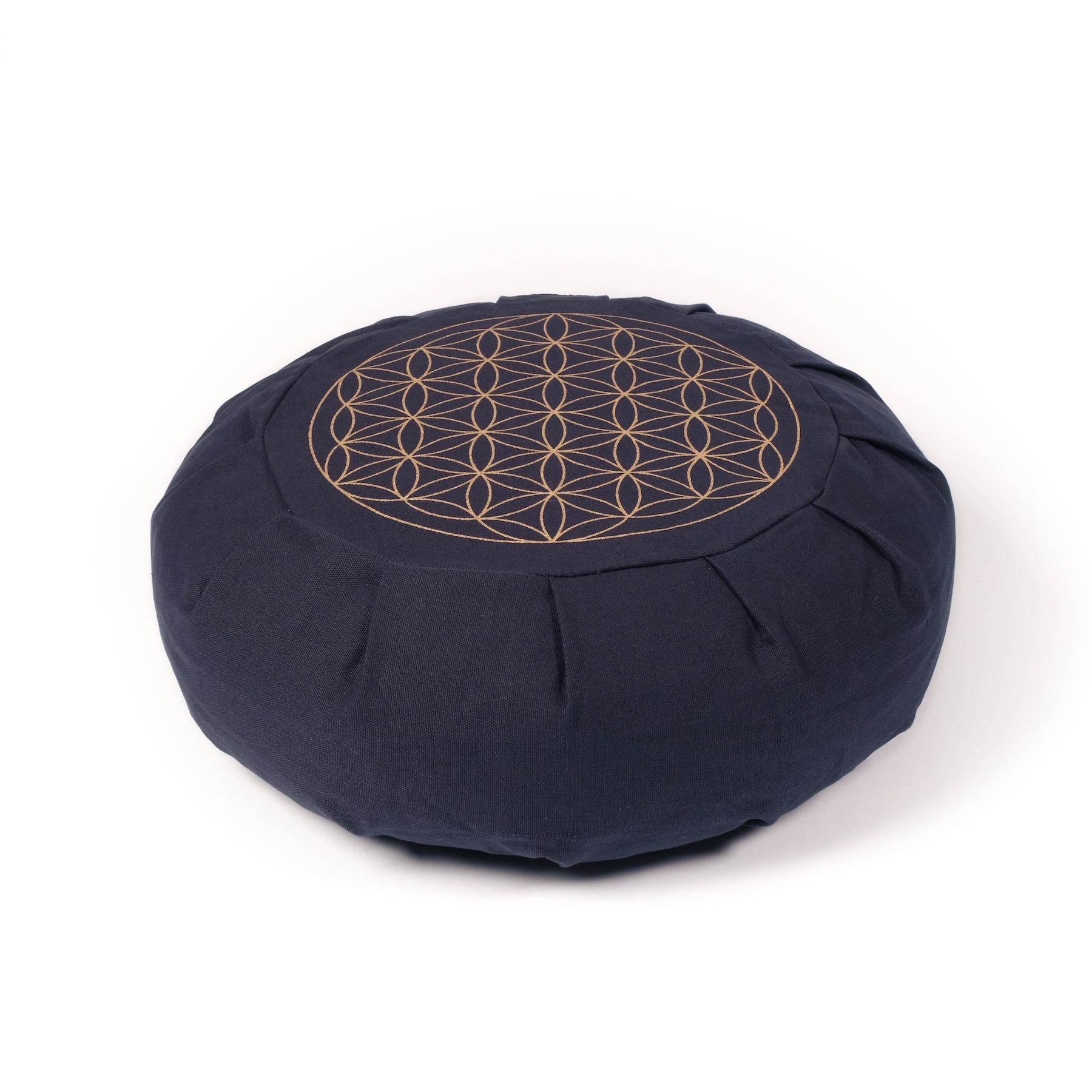Coussin de méditation Zafu fleur de vie navy