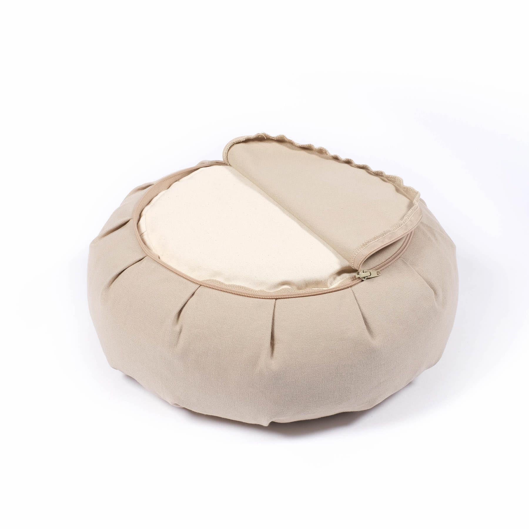 Coussin de méditation Zafu fleur de vie sable