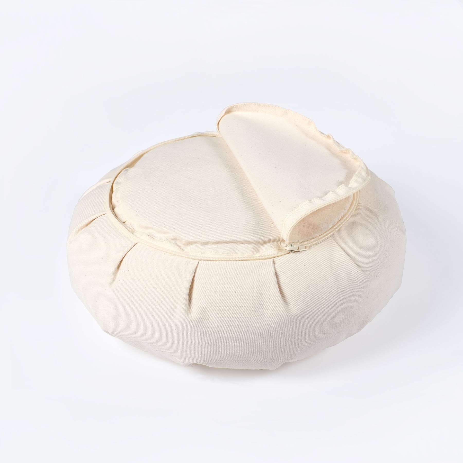 Coussin de méditation Zafu uni blanc naturel