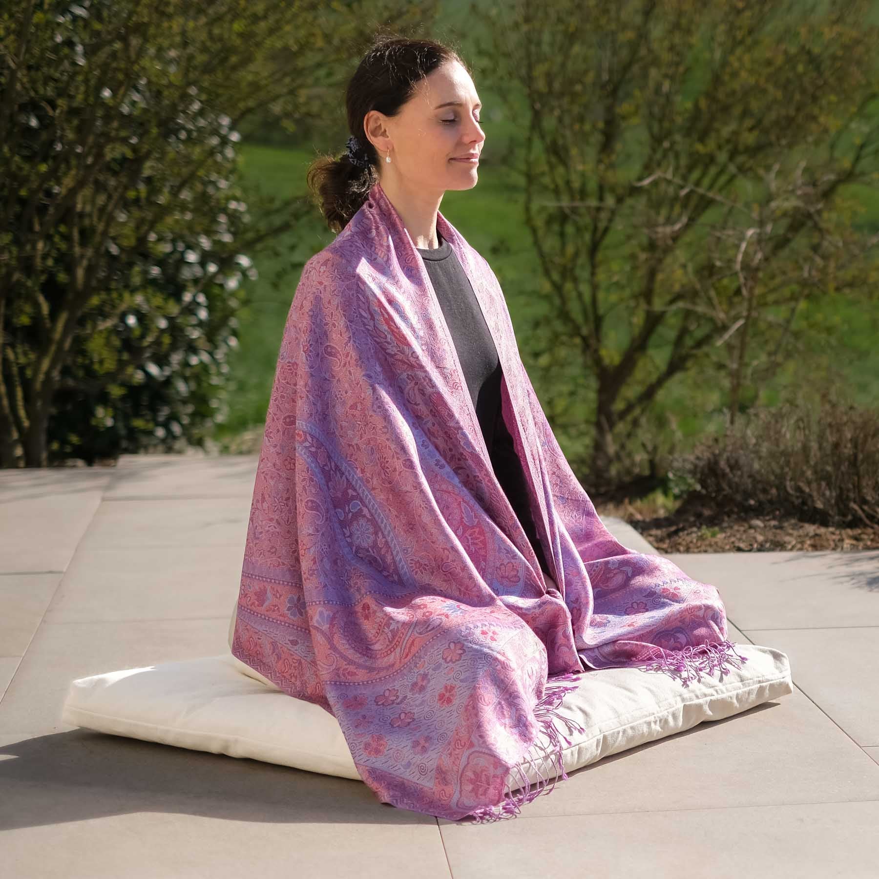 Tapis de méditation Zabuton Tapis de méditation coton blanc naturel