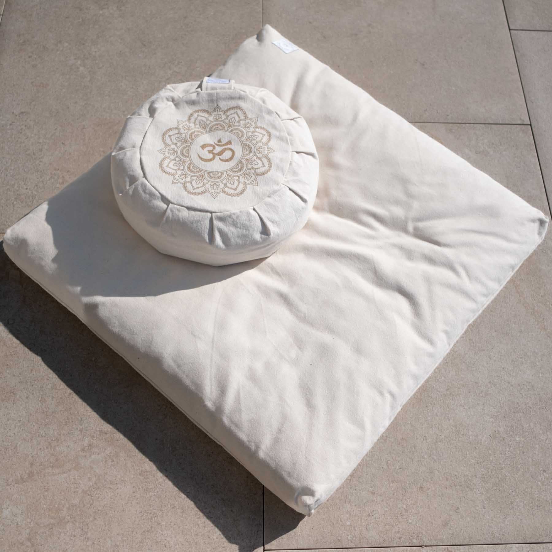 Tapis de méditation Zabuton Tapis de méditation coton blanc naturel