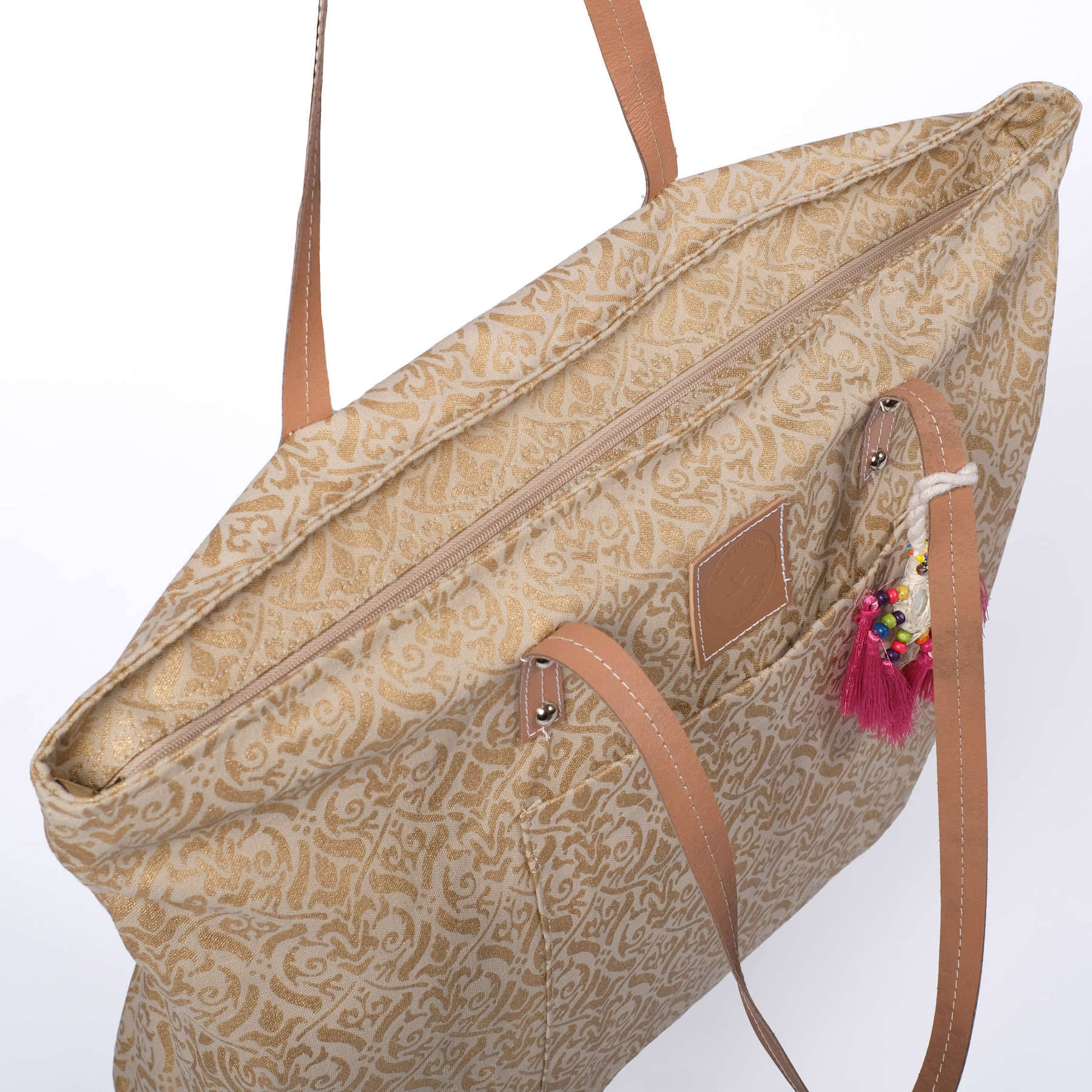 Sac de méditation Taj Mahal en coton bio avec imprimé bloc doré sable