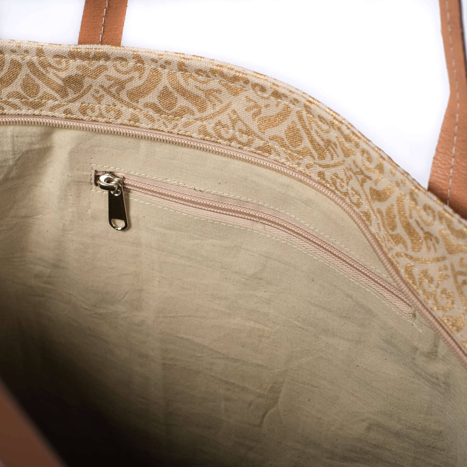 Sac de méditation Taj Mahal en coton bio avec imprimé bloc doré sable