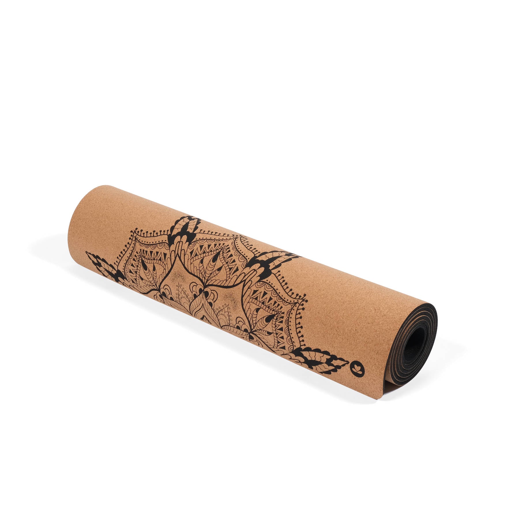 Tapis de yoga en liège Boho Follow your Heart noir