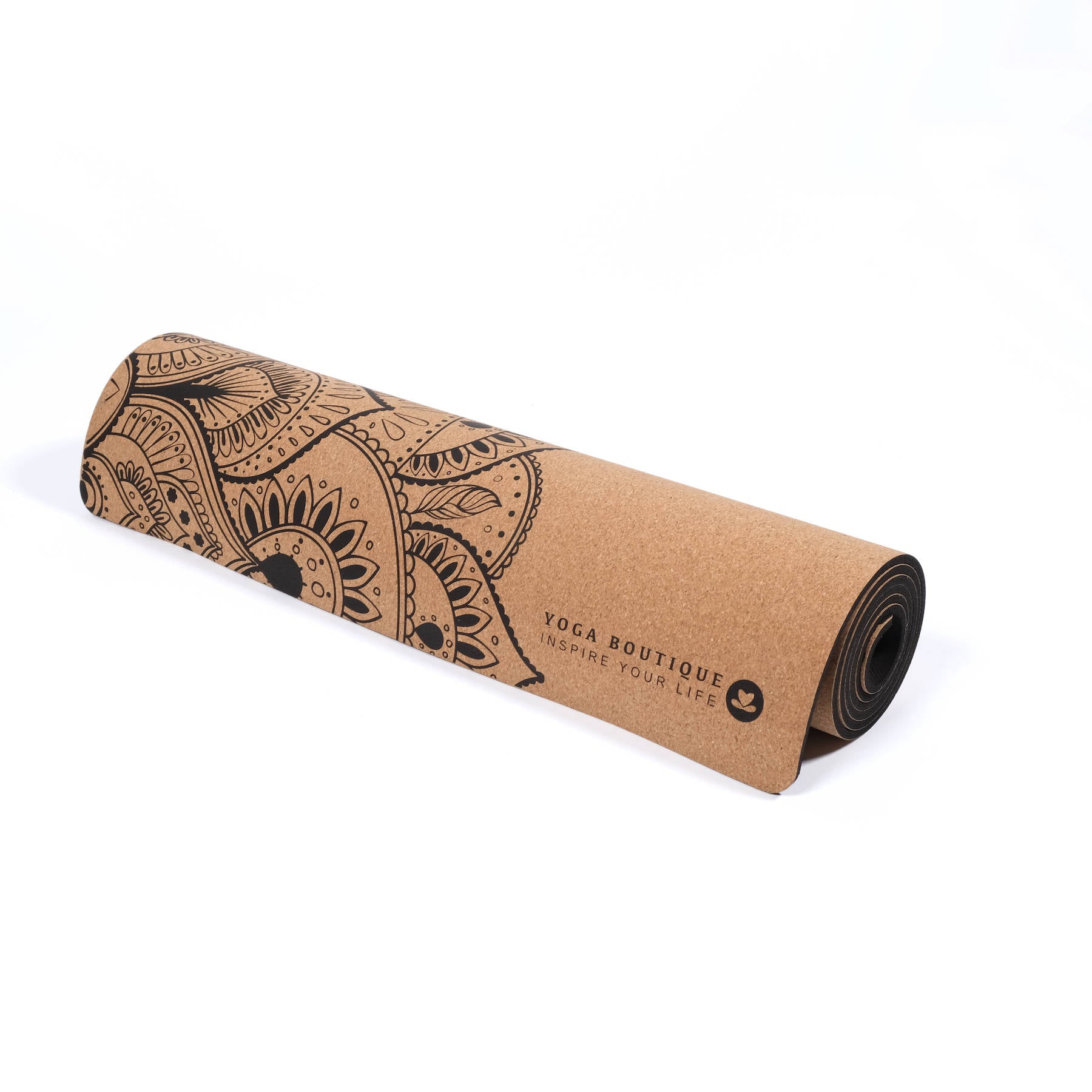 Tapis de yoga en liège Breathe, Love & Happiness