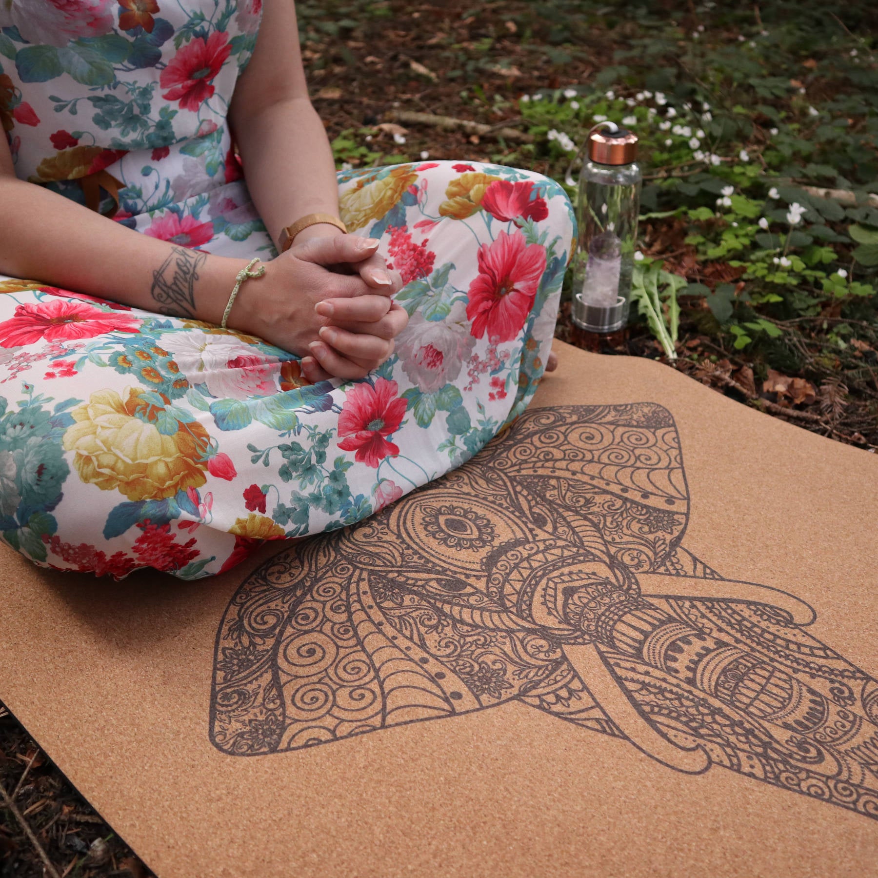 Tapis de yoga en liège Ganesha