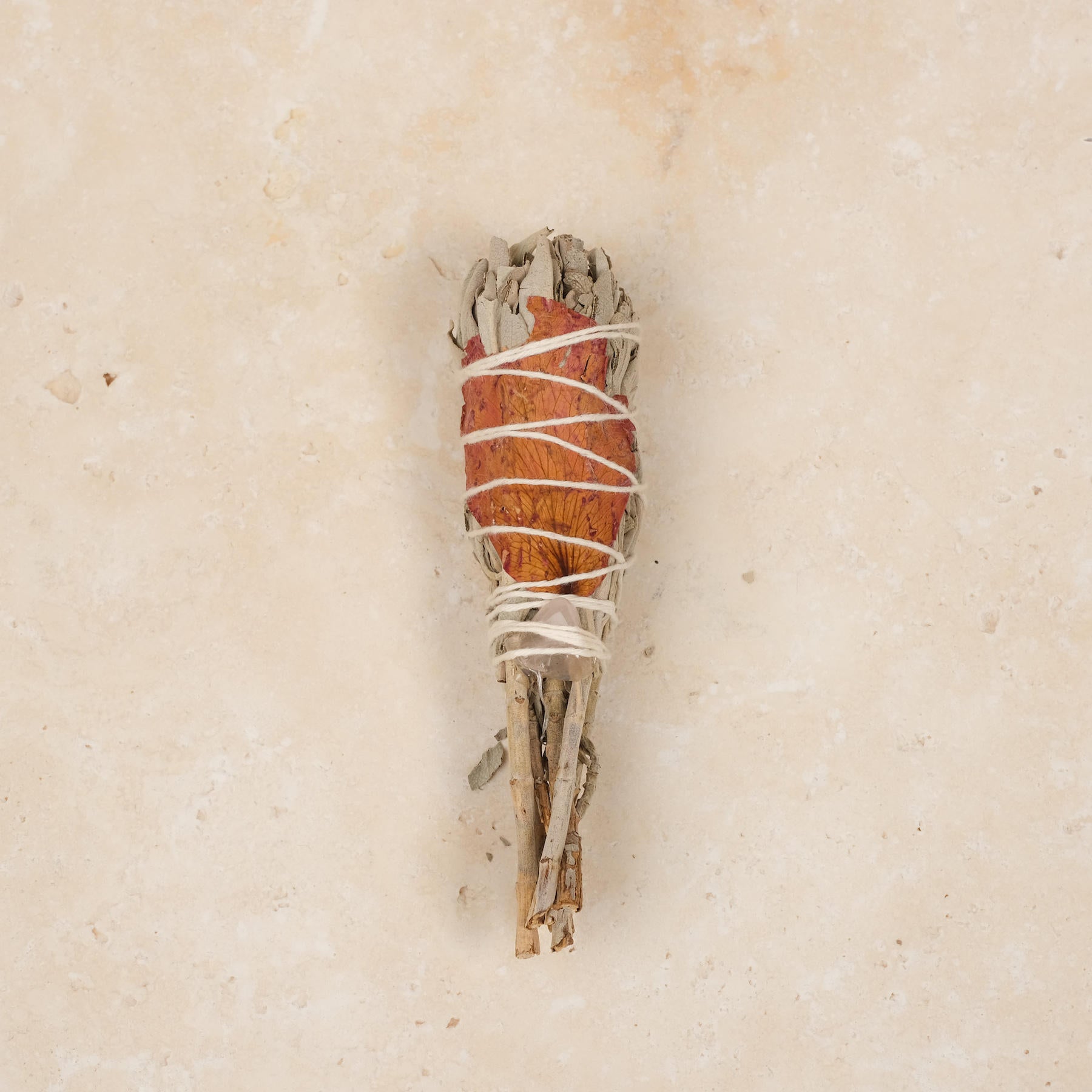 Sauge blanche avec pierre précieuse cristal de roche