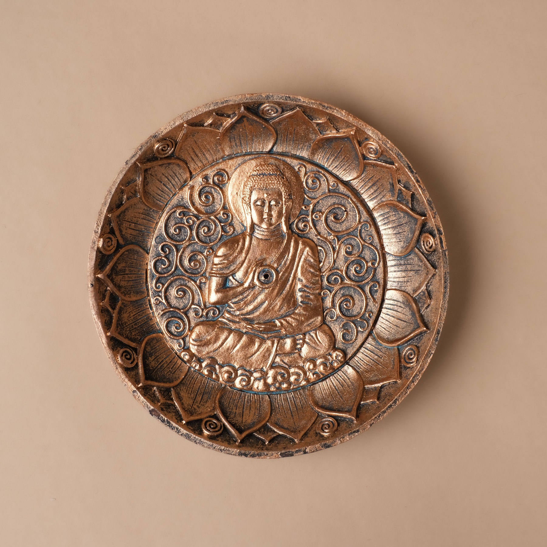 Porte-encens Bouddha rond avec fleur de lotus