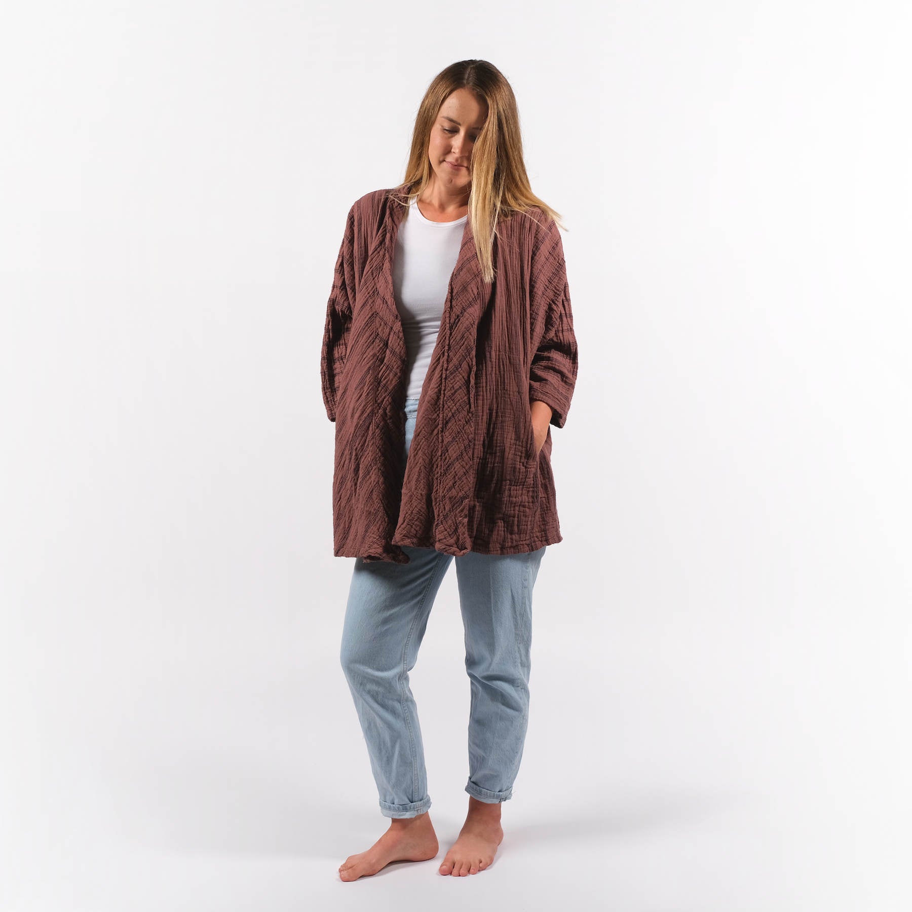 Cardigan d'été en coton terracotta