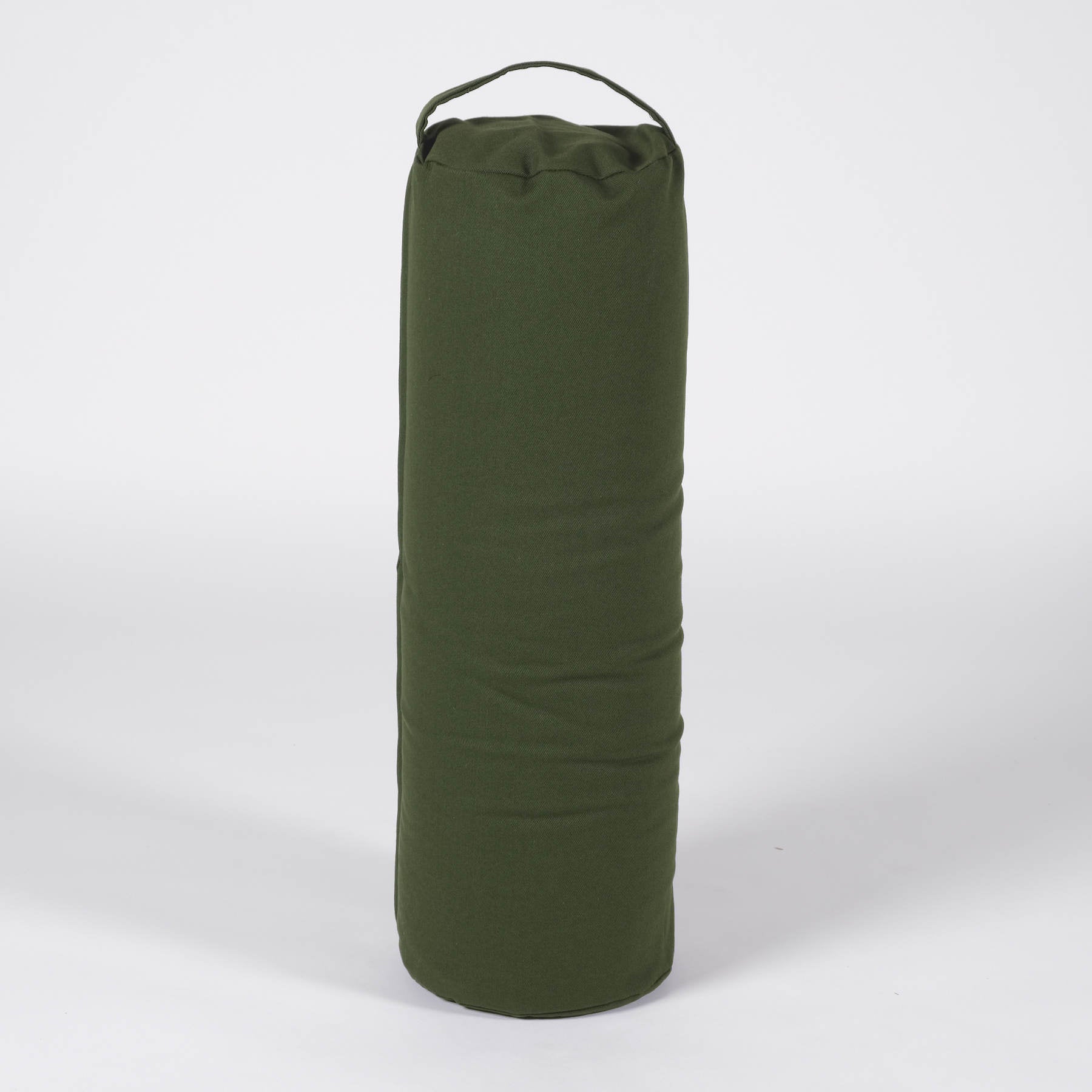 Bolster de yoga en coton vert olive uni