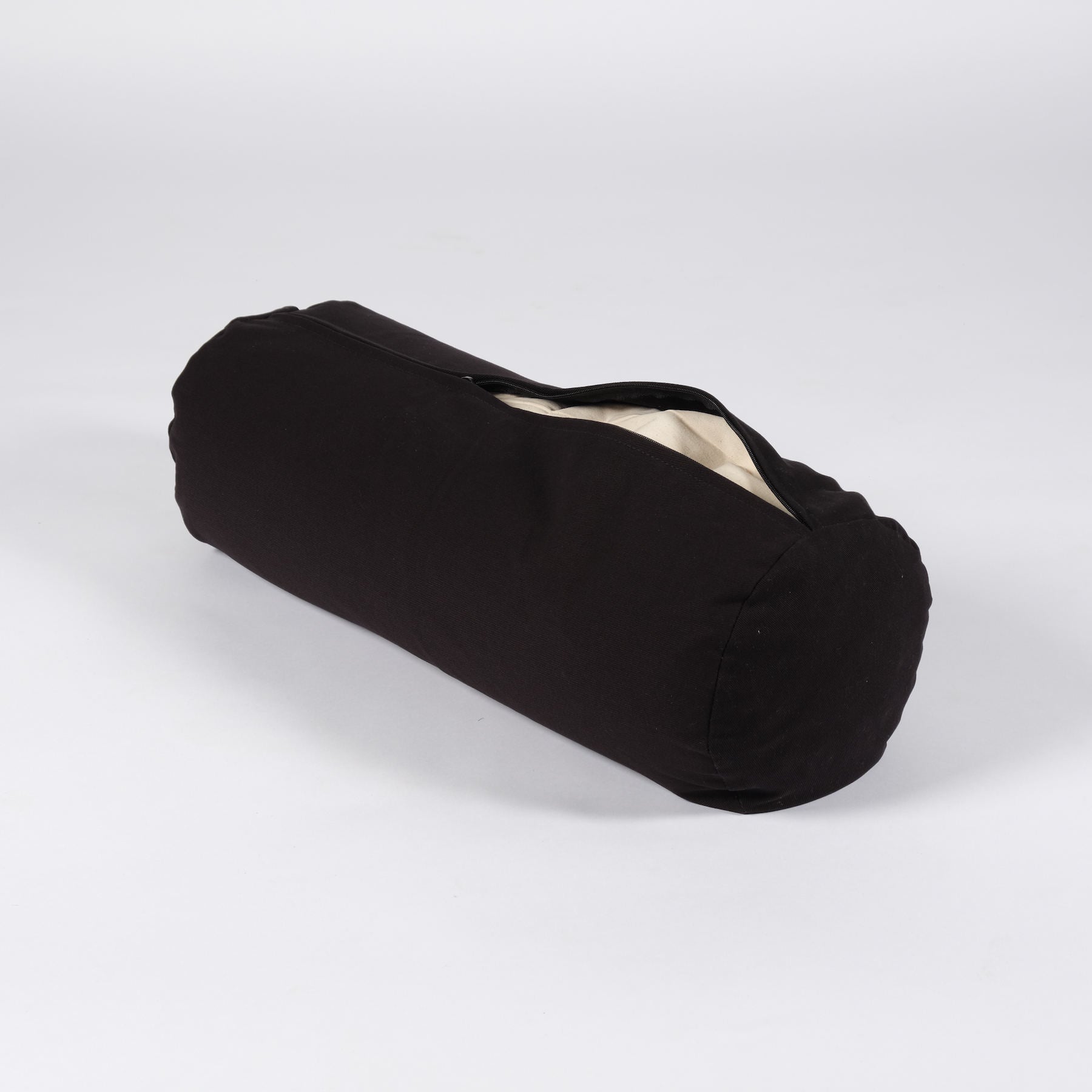 Bolster de yoga en coton uni noir