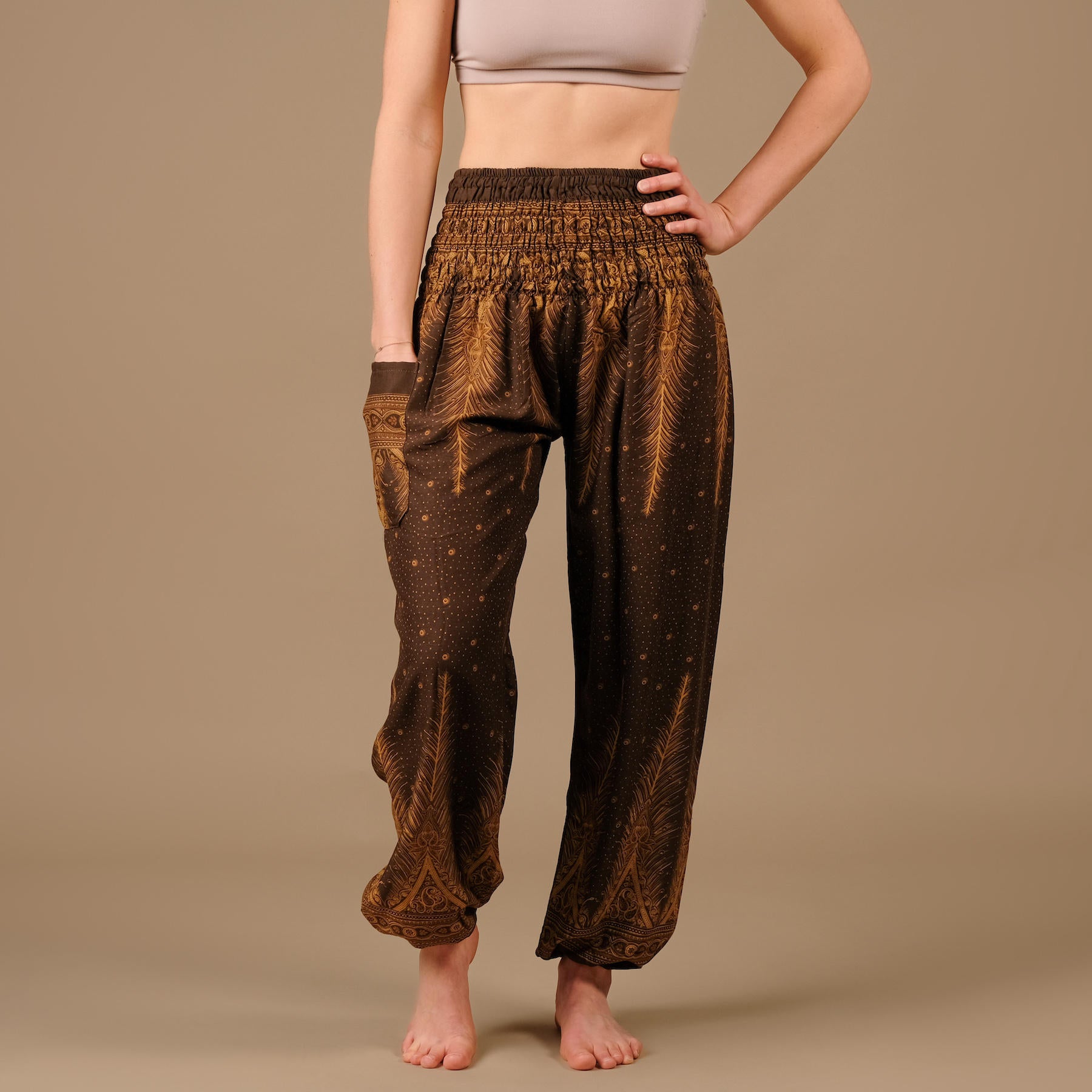 Harem, sarouel pour le yoga et les loisirs Bohemian brun