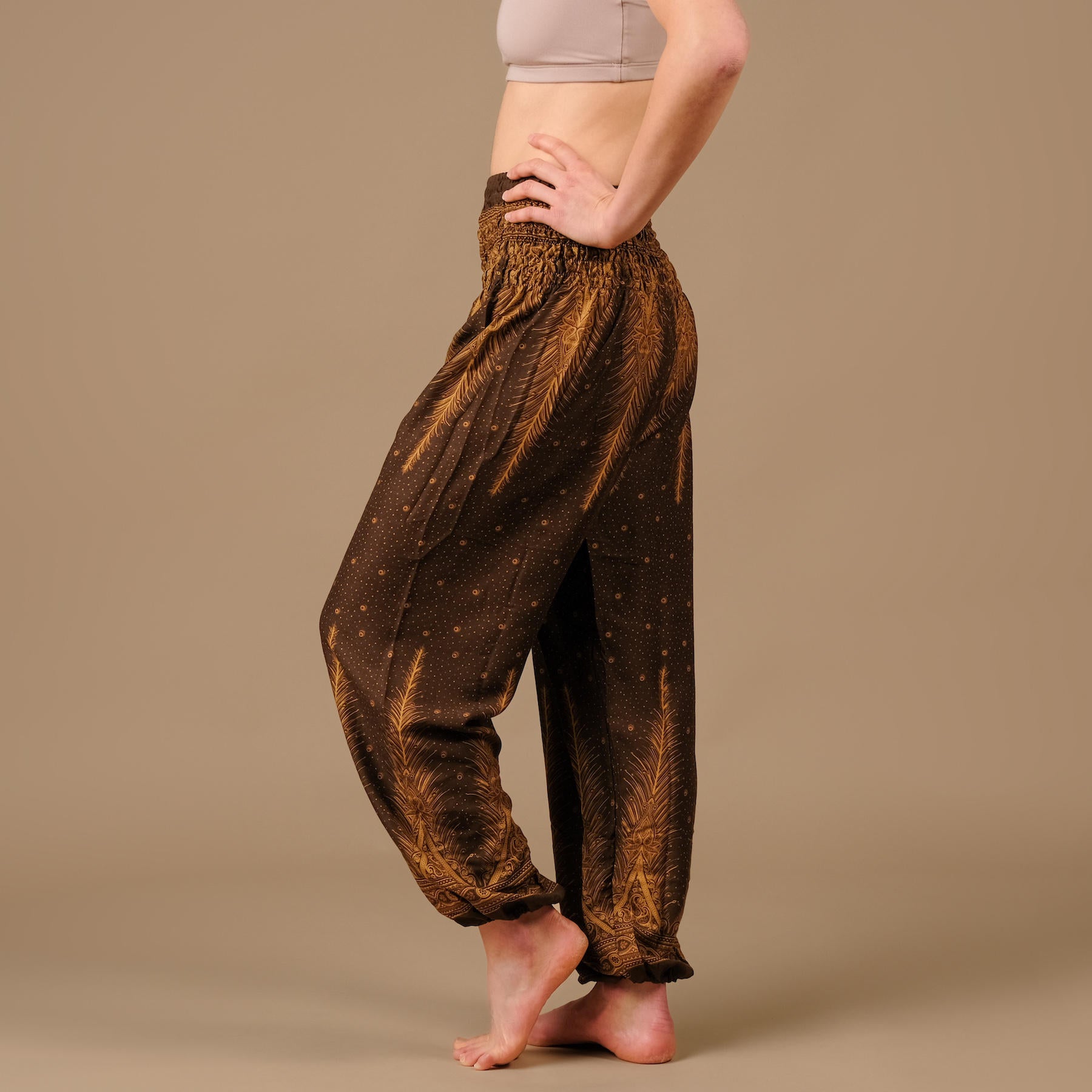 Harem, sarouel pour le yoga et les loisirs Bohemian brun