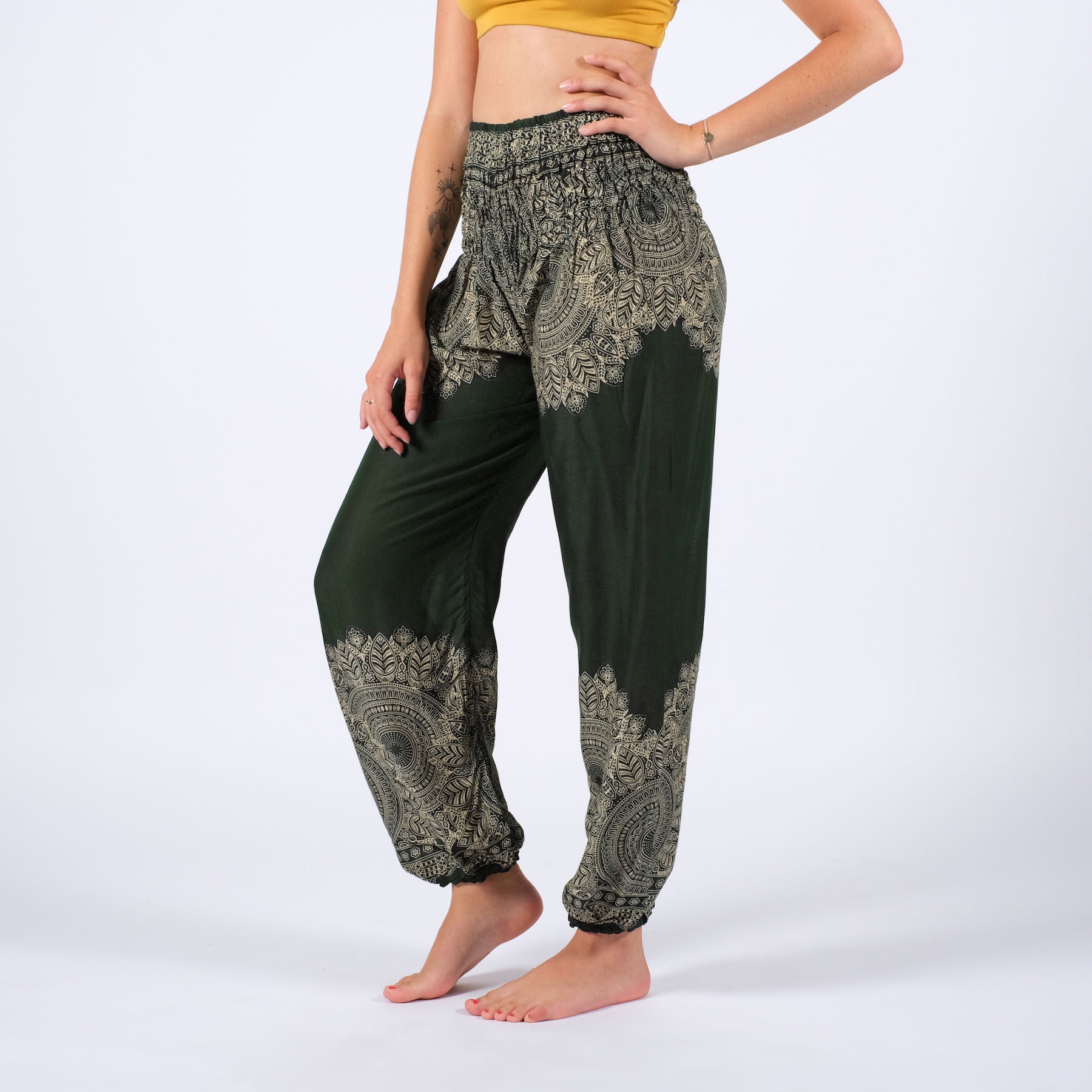 Pantalon de yoga harem Boho olive