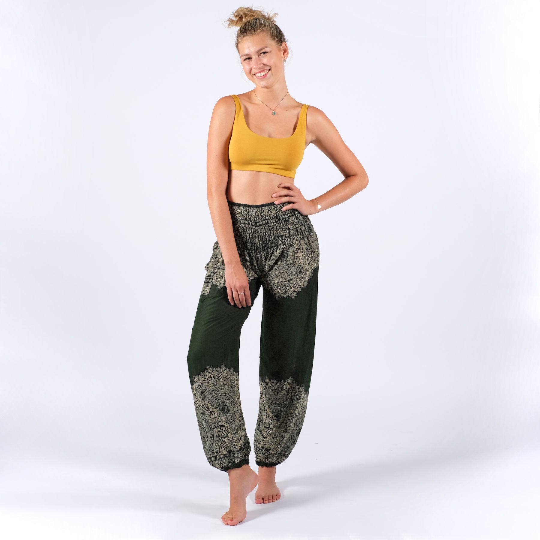 Pantalon de yoga harem Boho olive