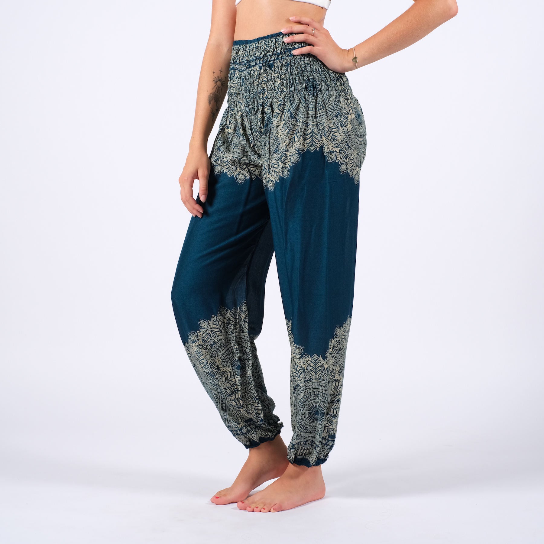 Pantalon de yoga harem Boho pétrole