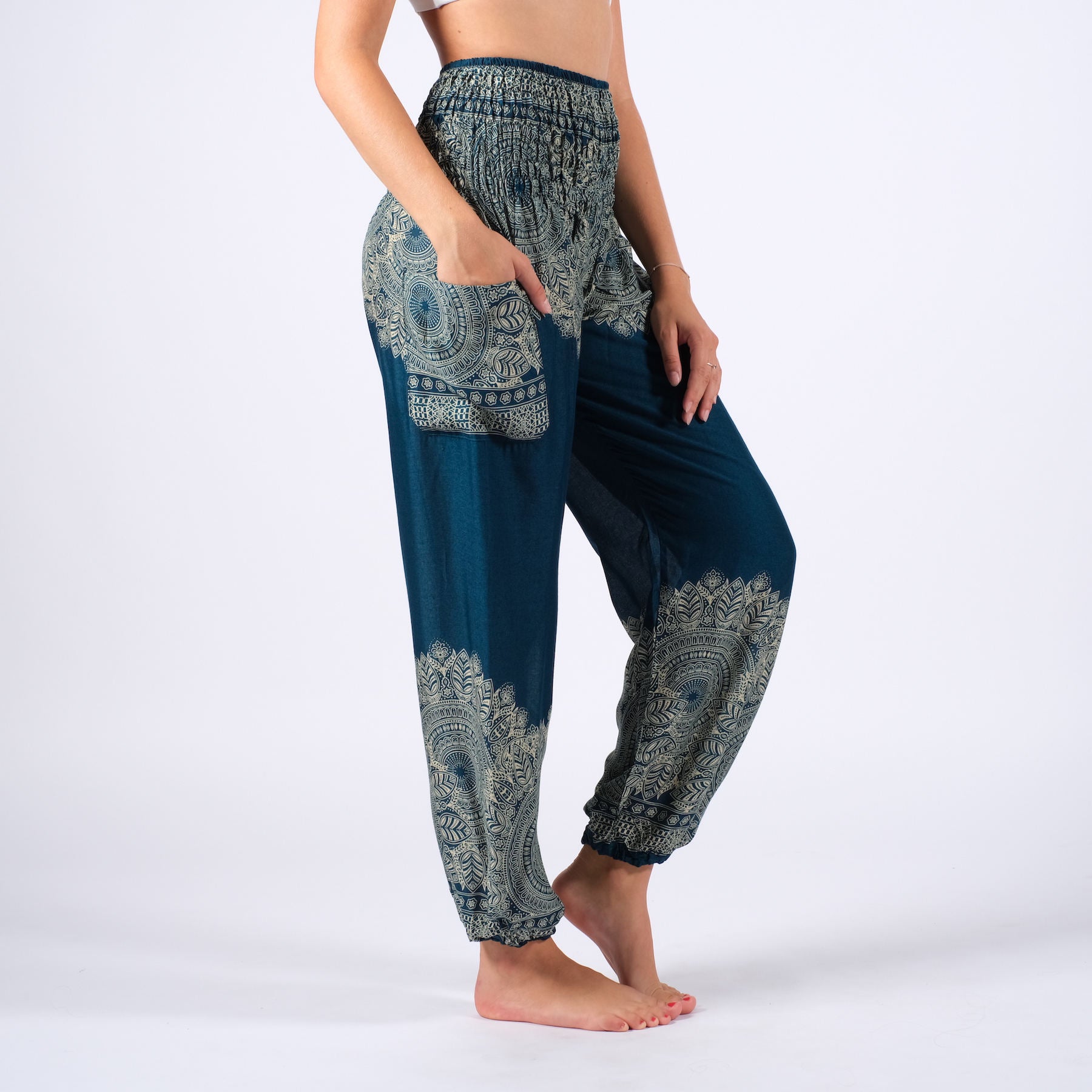 Pantalon de yoga harem Boho pétrole