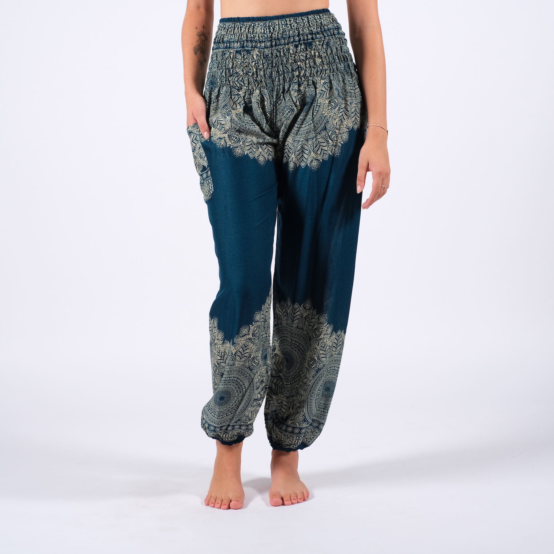 Pantalon de yoga harem Boho pétrole