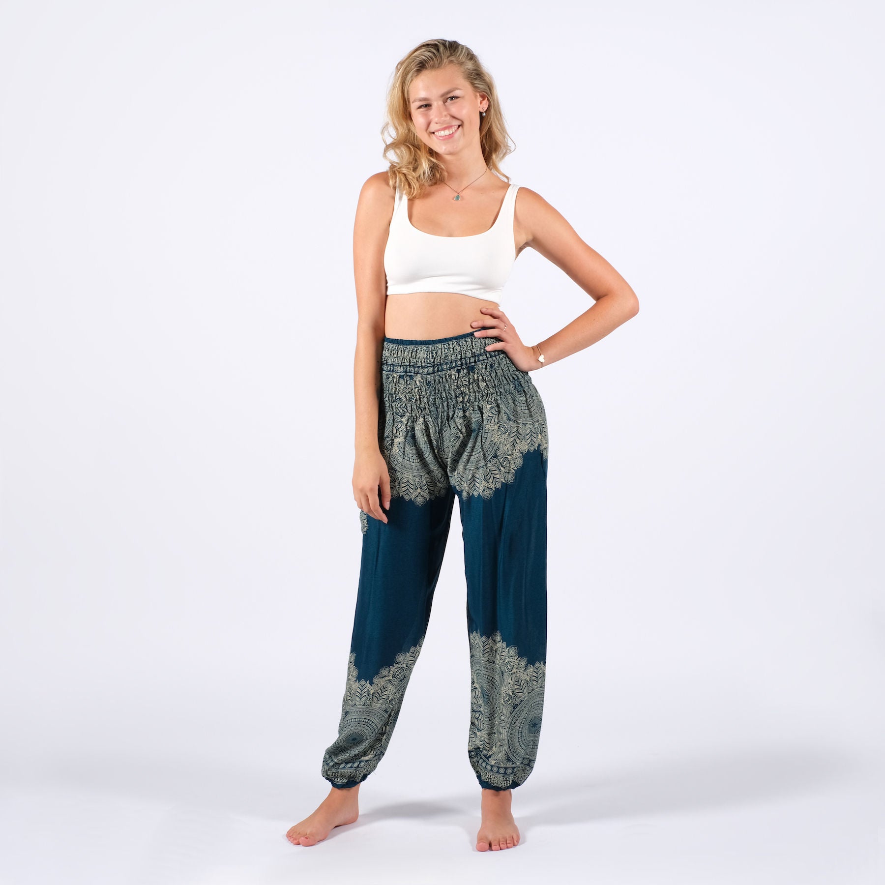Pantalon de yoga harem Boho pétrole