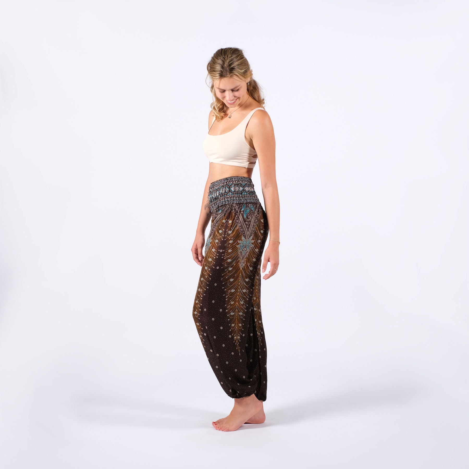 Pantalon de yoga harem Feather marron