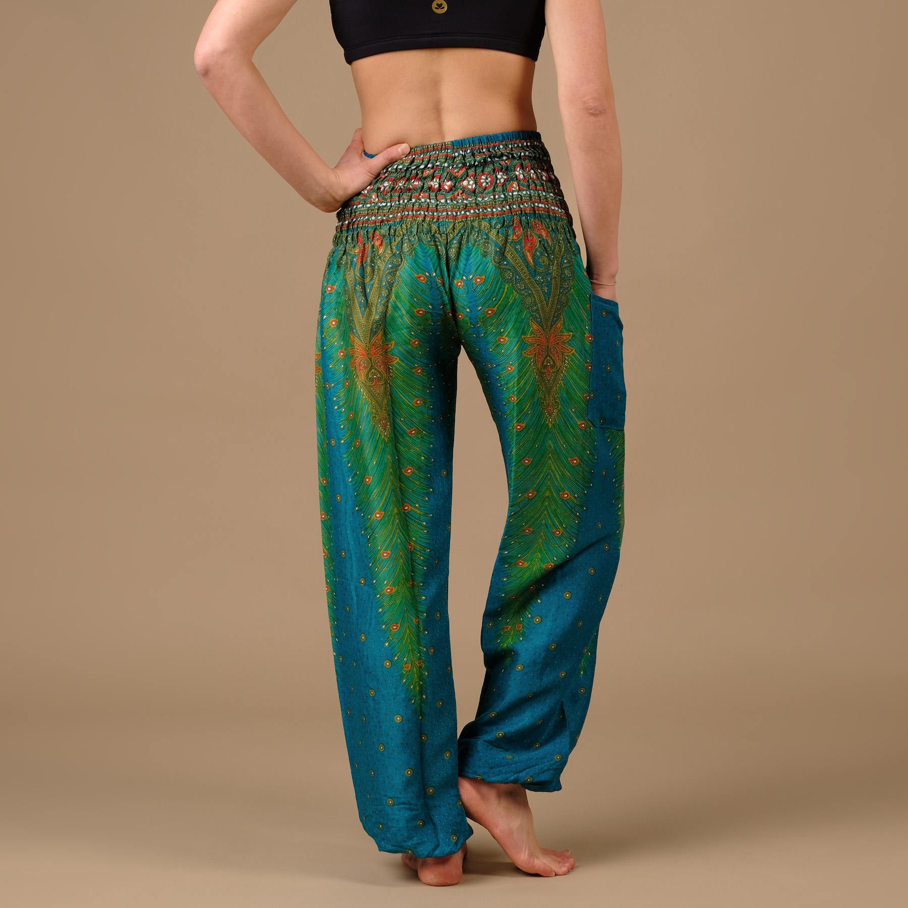 Pantalon de yoga harem Plume vert
