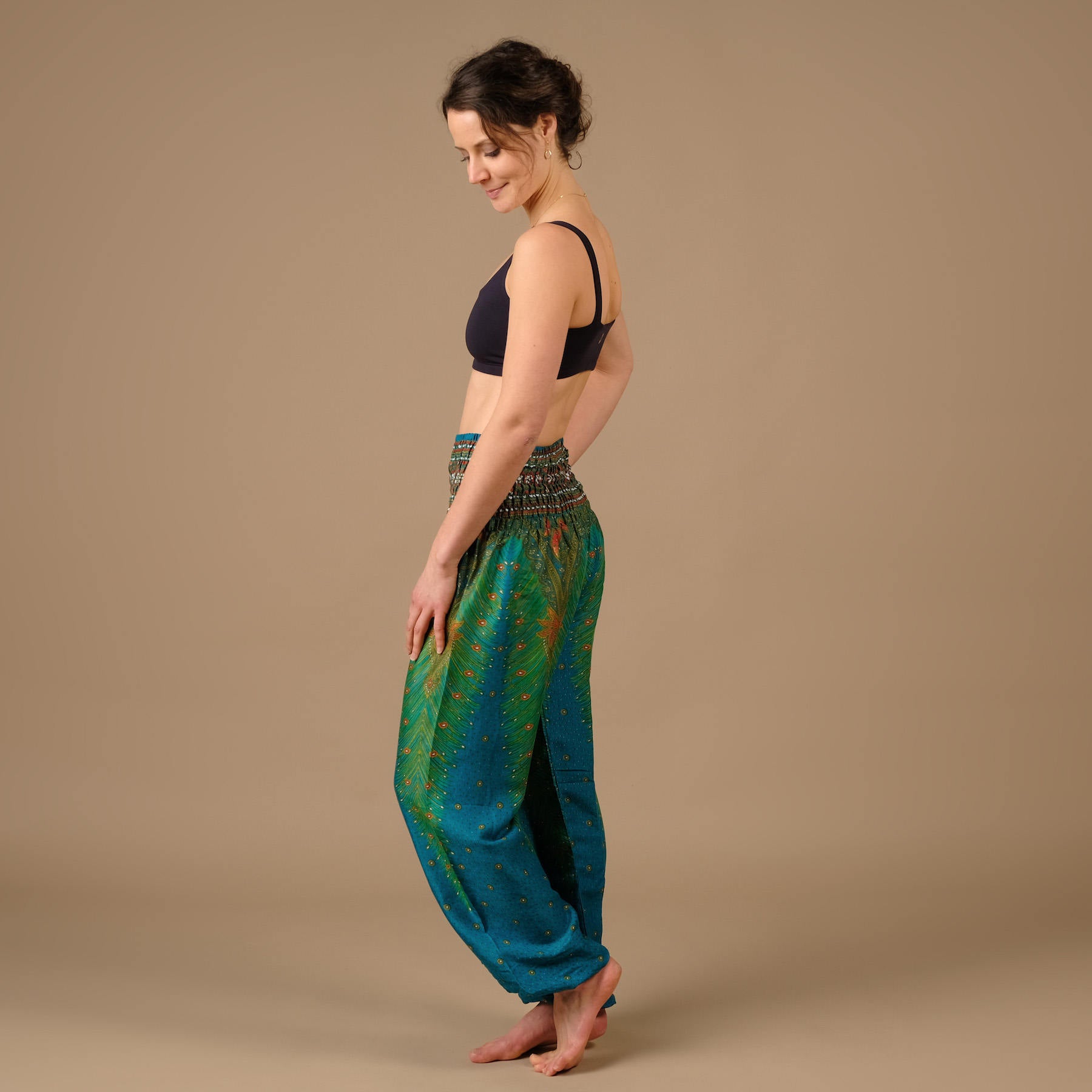 Pantalon de yoga harem Plume vert