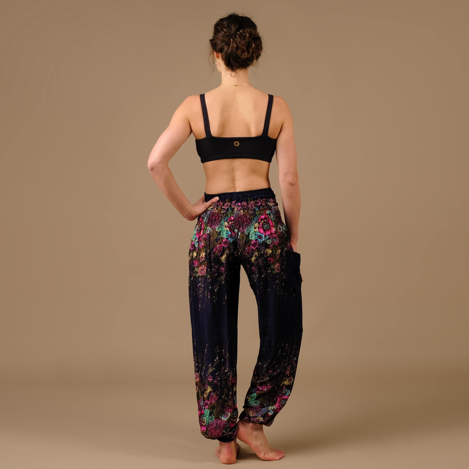 Pantalon de yoga harem Flower navy