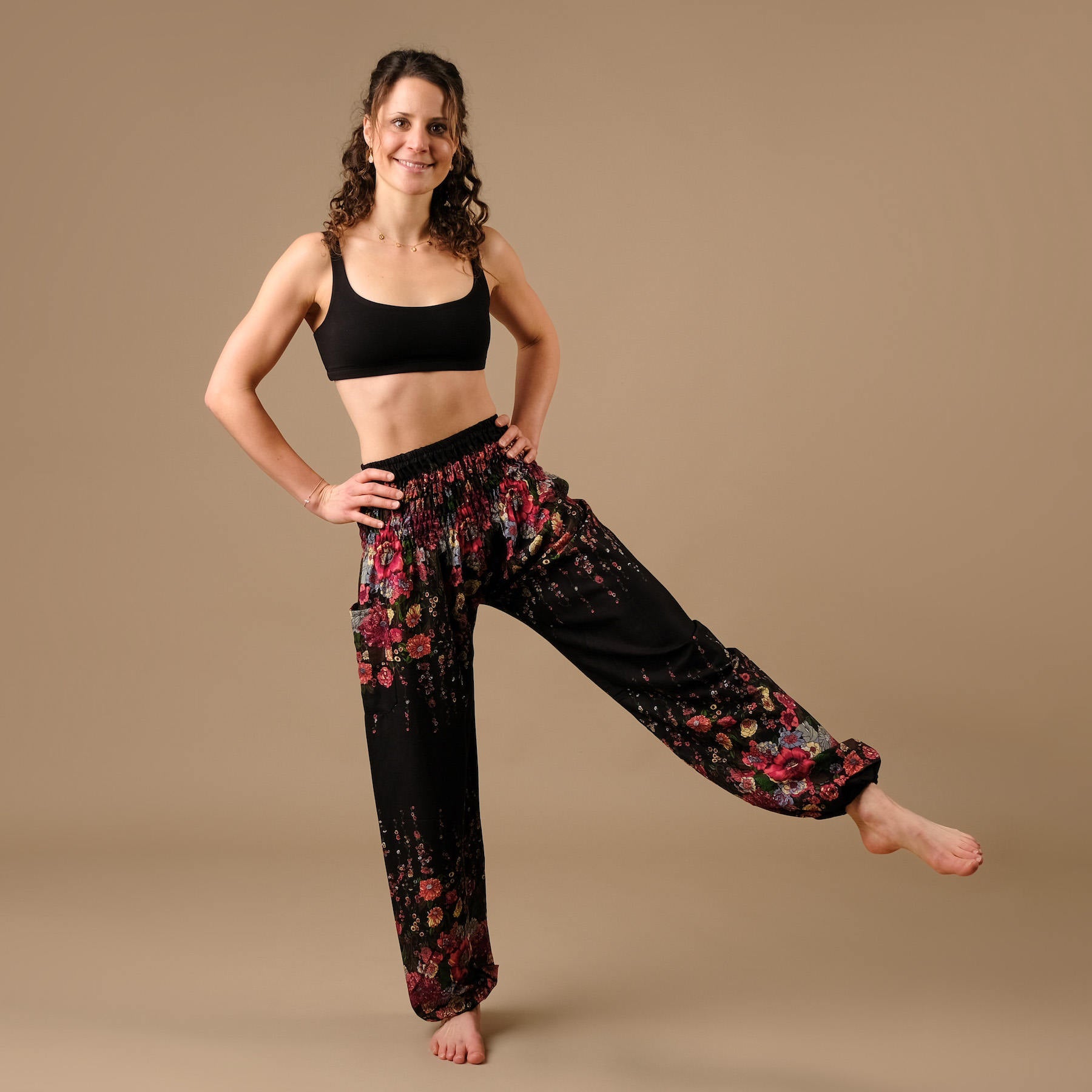 Pantalon de yoga harem Feather noir