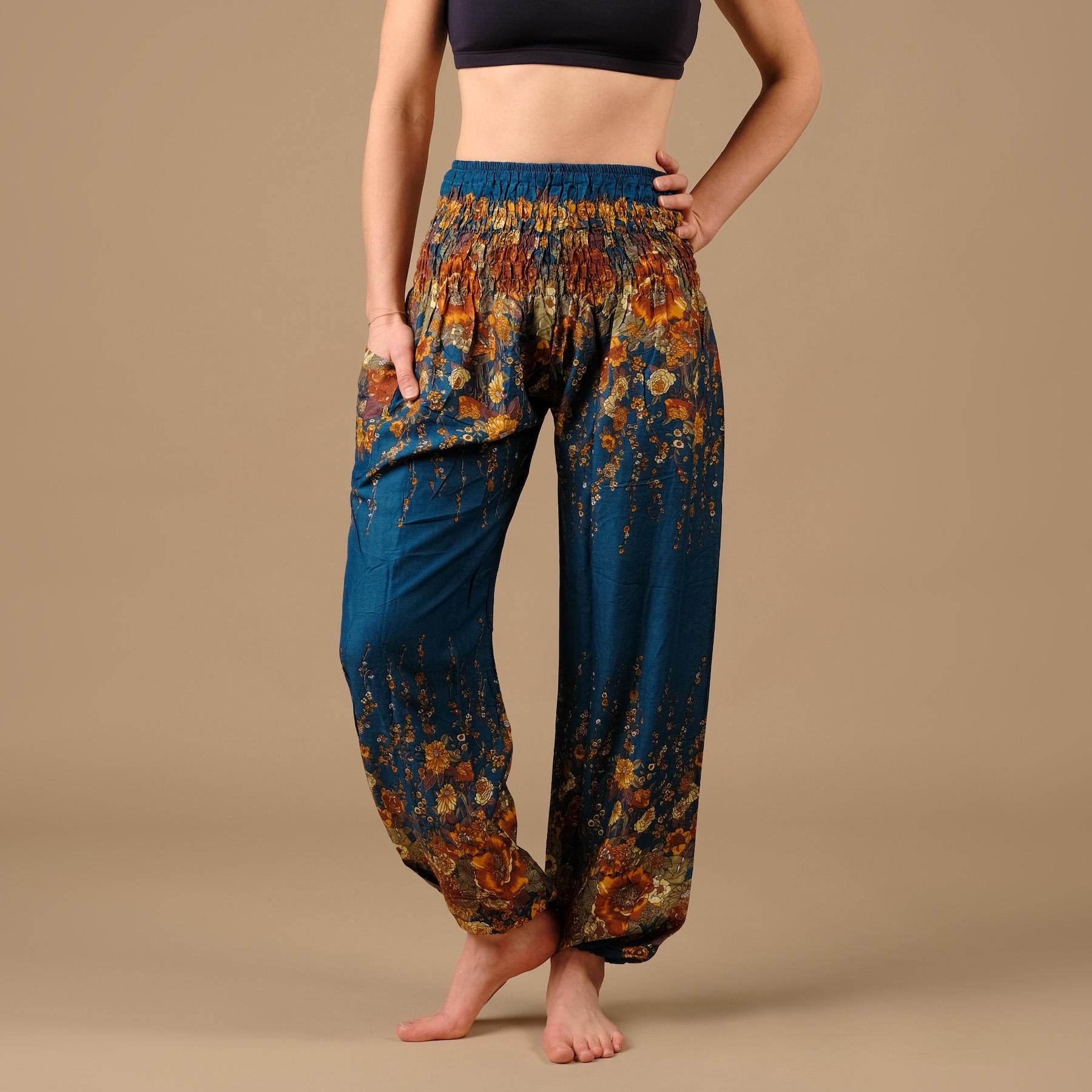 Pantalon de yoga harem Feather bleu