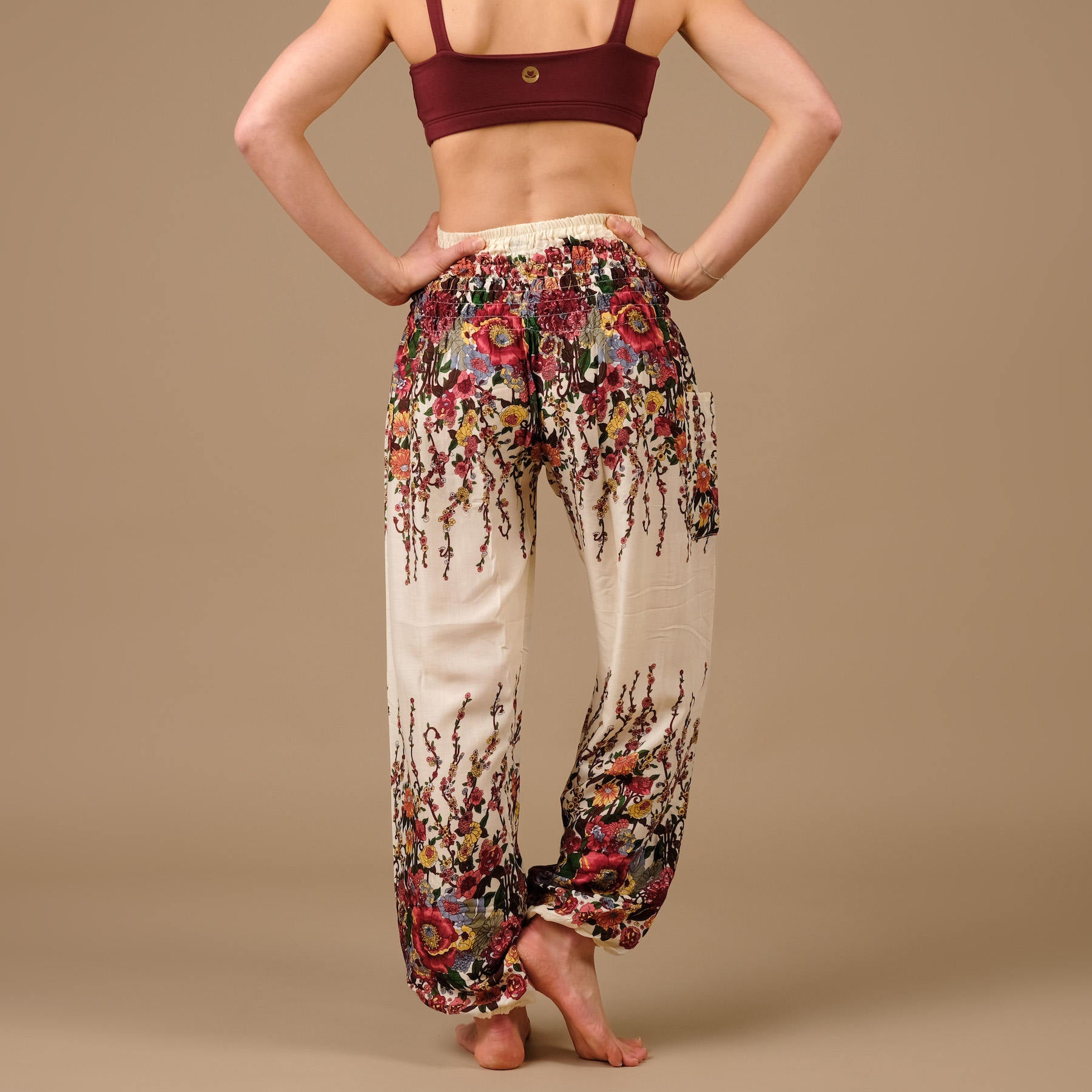Pantalon de yoga harem Feather blanc