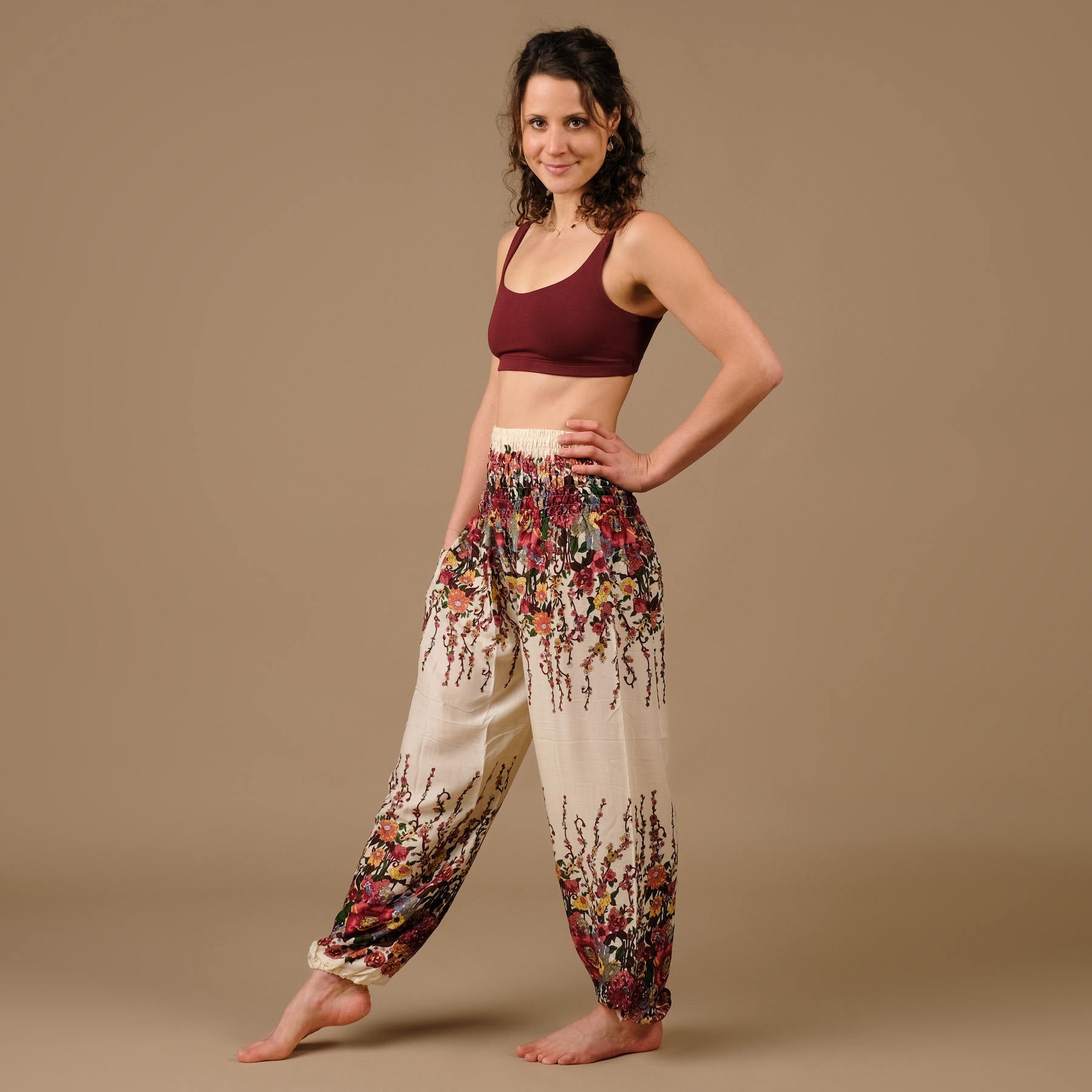 Pantalon de yoga harem Feather blanc