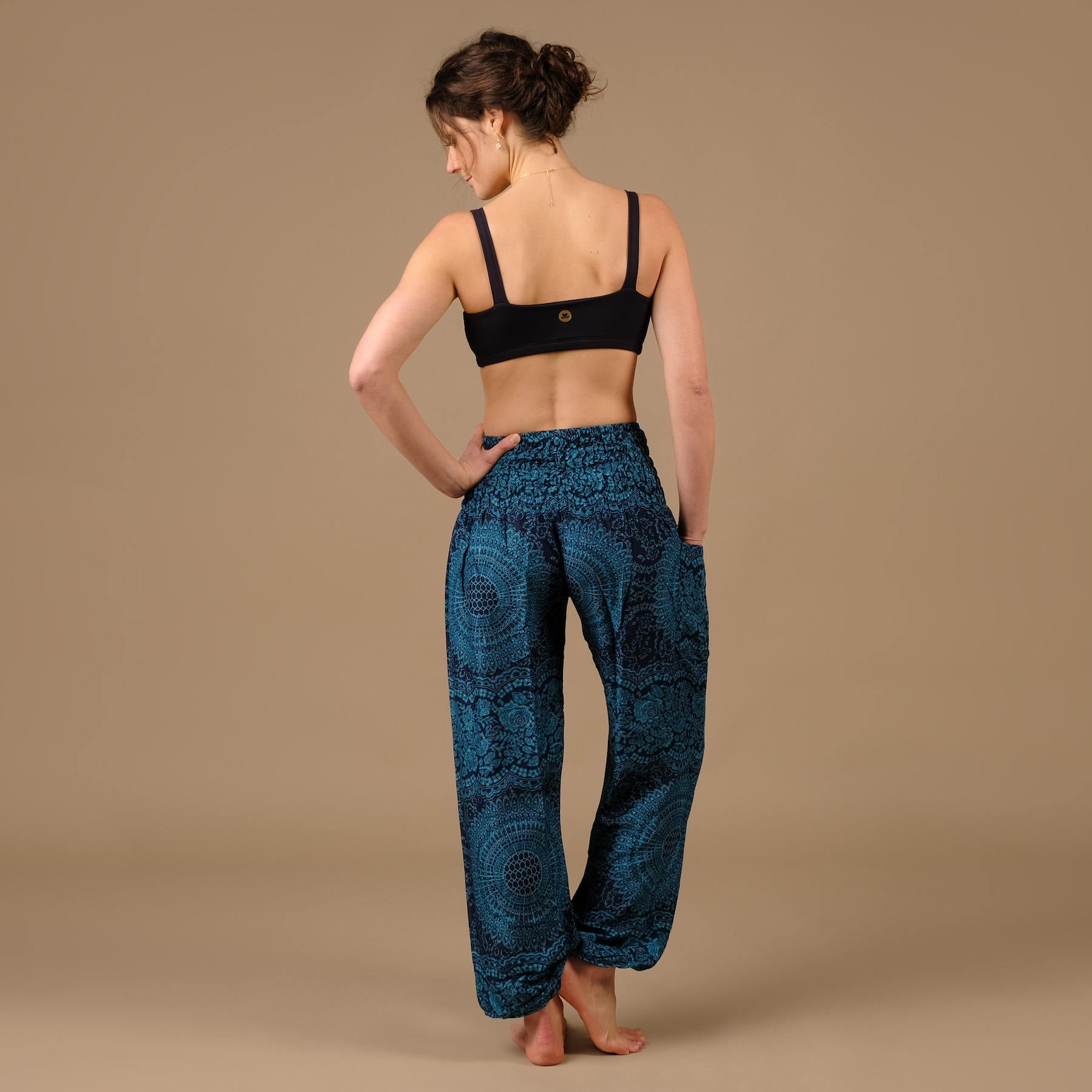 Pantalon de yoga harem Boho Pants Indian Summer bleu