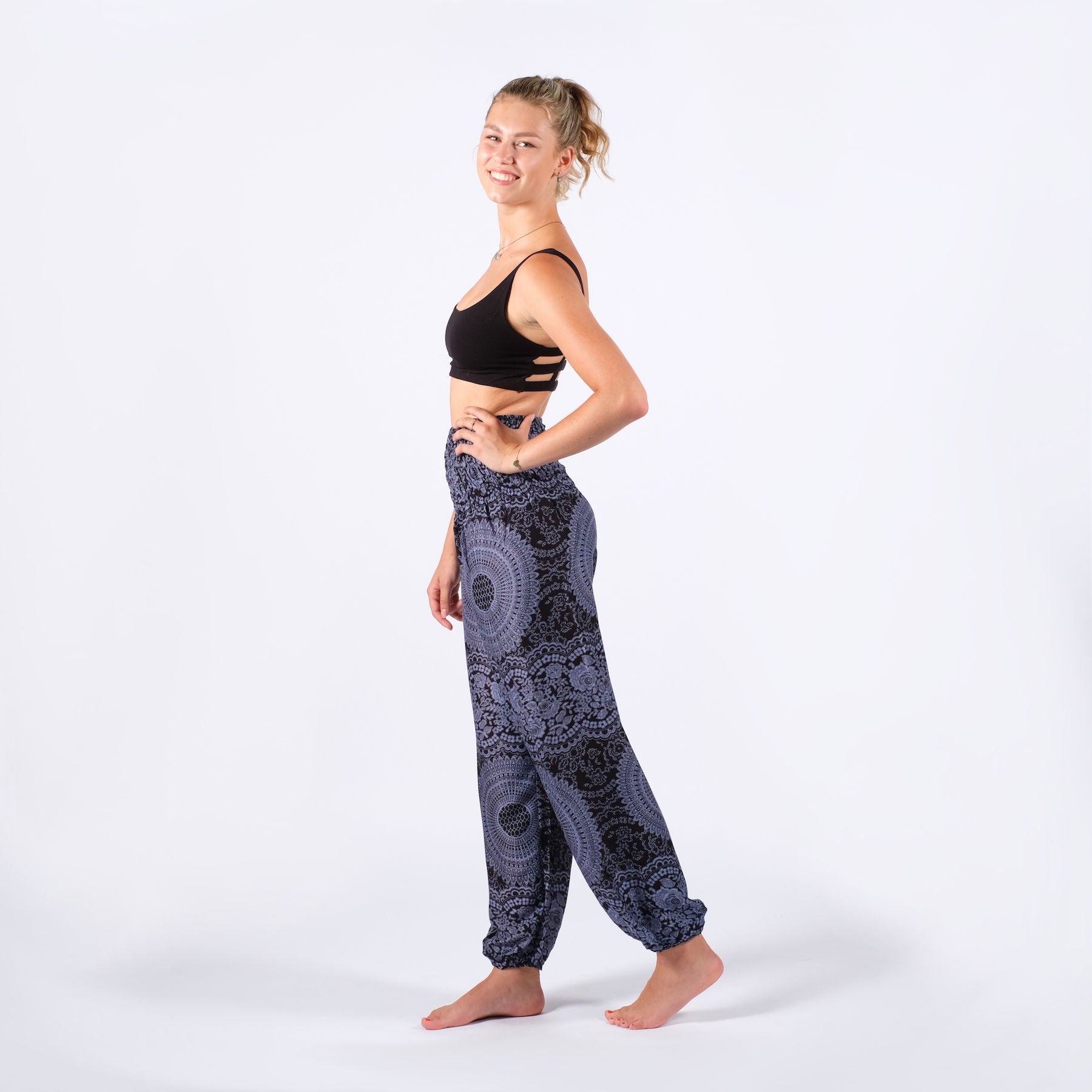 Pantalon de yoga harem Boho Pants Indian Summer noir
