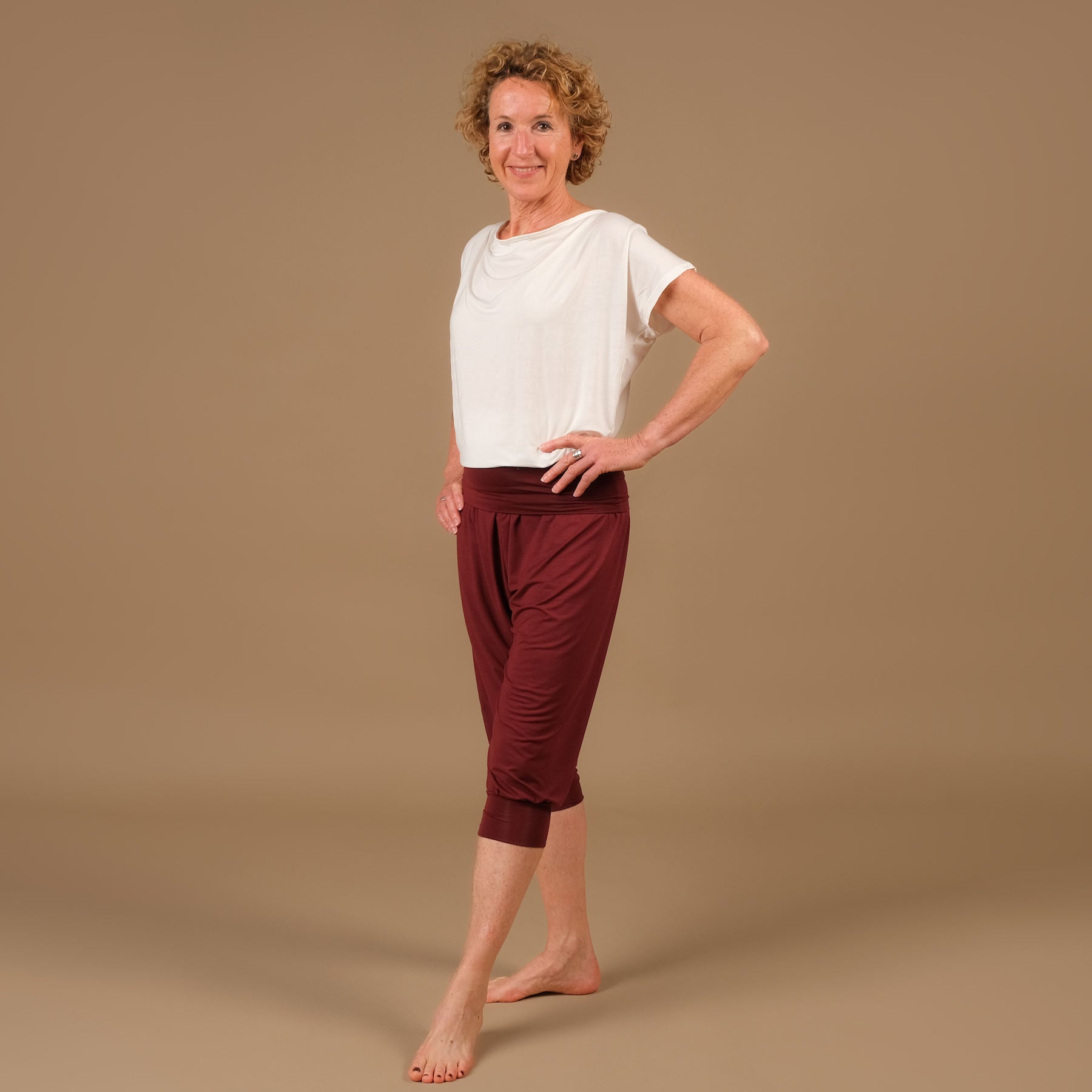 durable pantalon de yoga ample pantalon de harem 3/4 Taj Mahal fabriqué en Suisse bordeaux