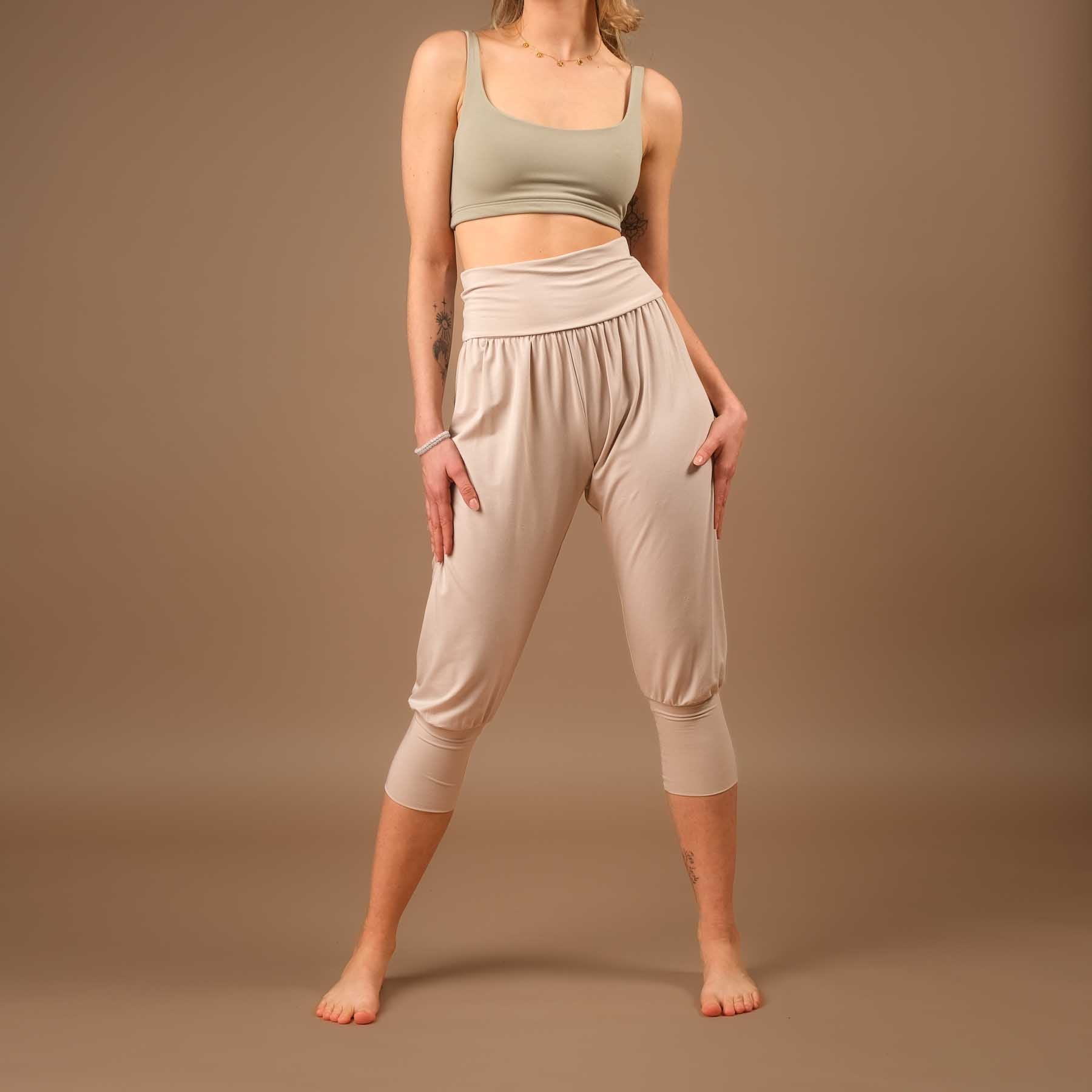 durable pantalon de yoga ample pantalon de harem 3/4 Taj Mahal fabriqué en Suisse, sable