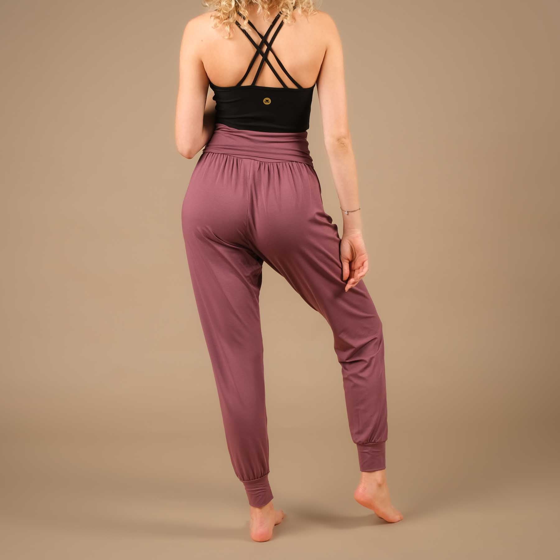 Pantalon de yoga Taj Mahal long fabriqué de manière durable en Suisse aubergine