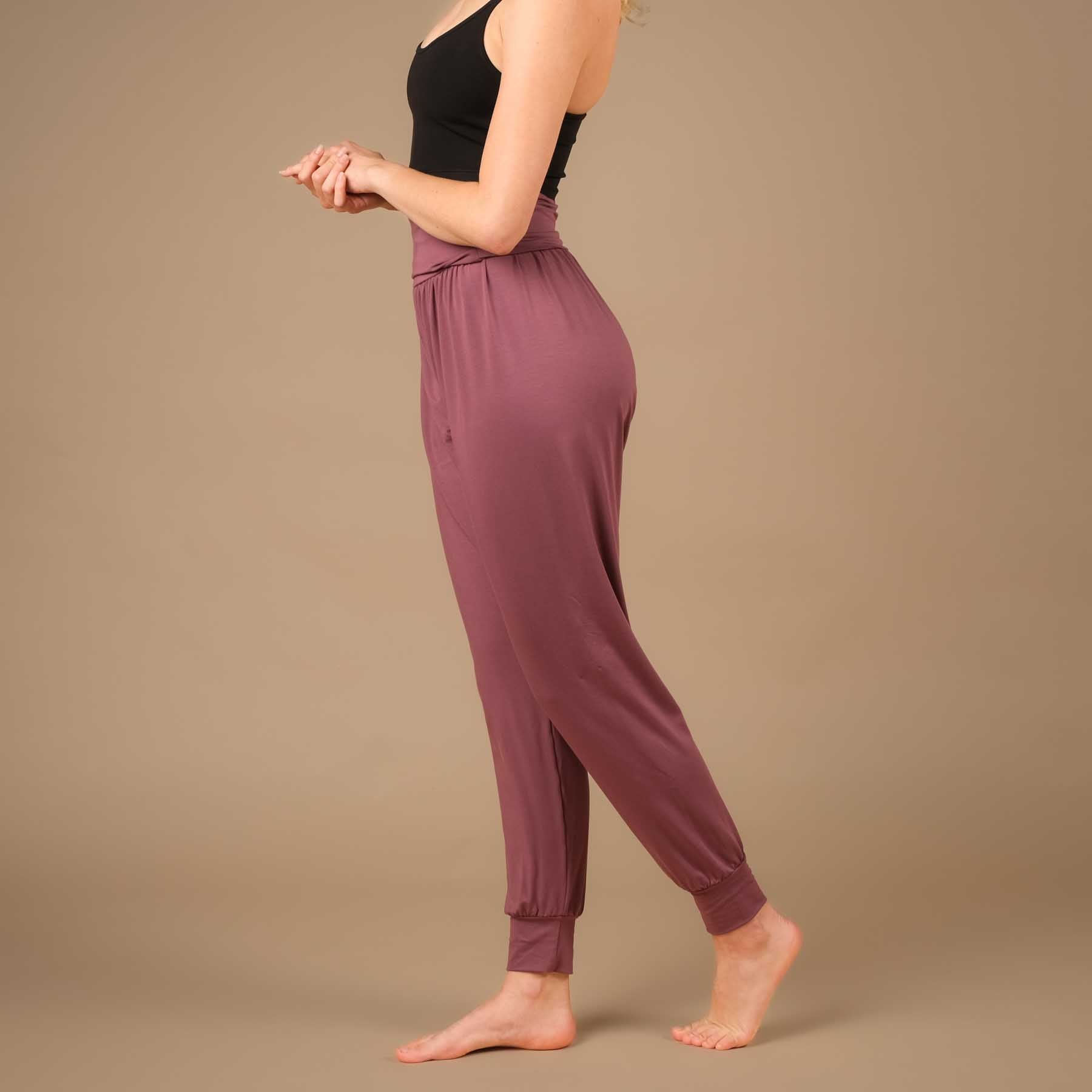 Pantalon de yoga Taj Mahal long fabriqué de manière durable en Suisse aubergine